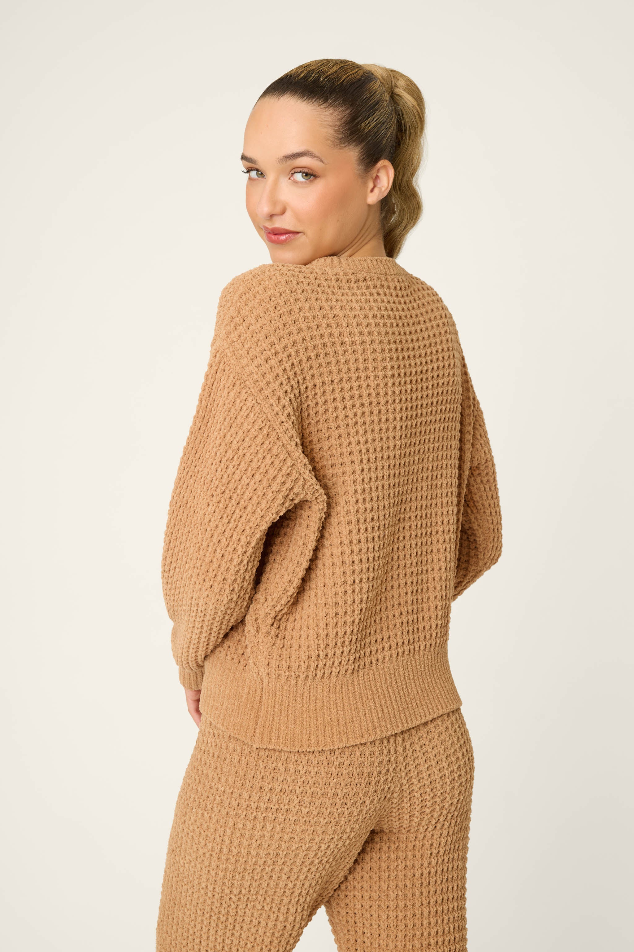 Chenille Waffle Caramel Lounge Set - Image 5