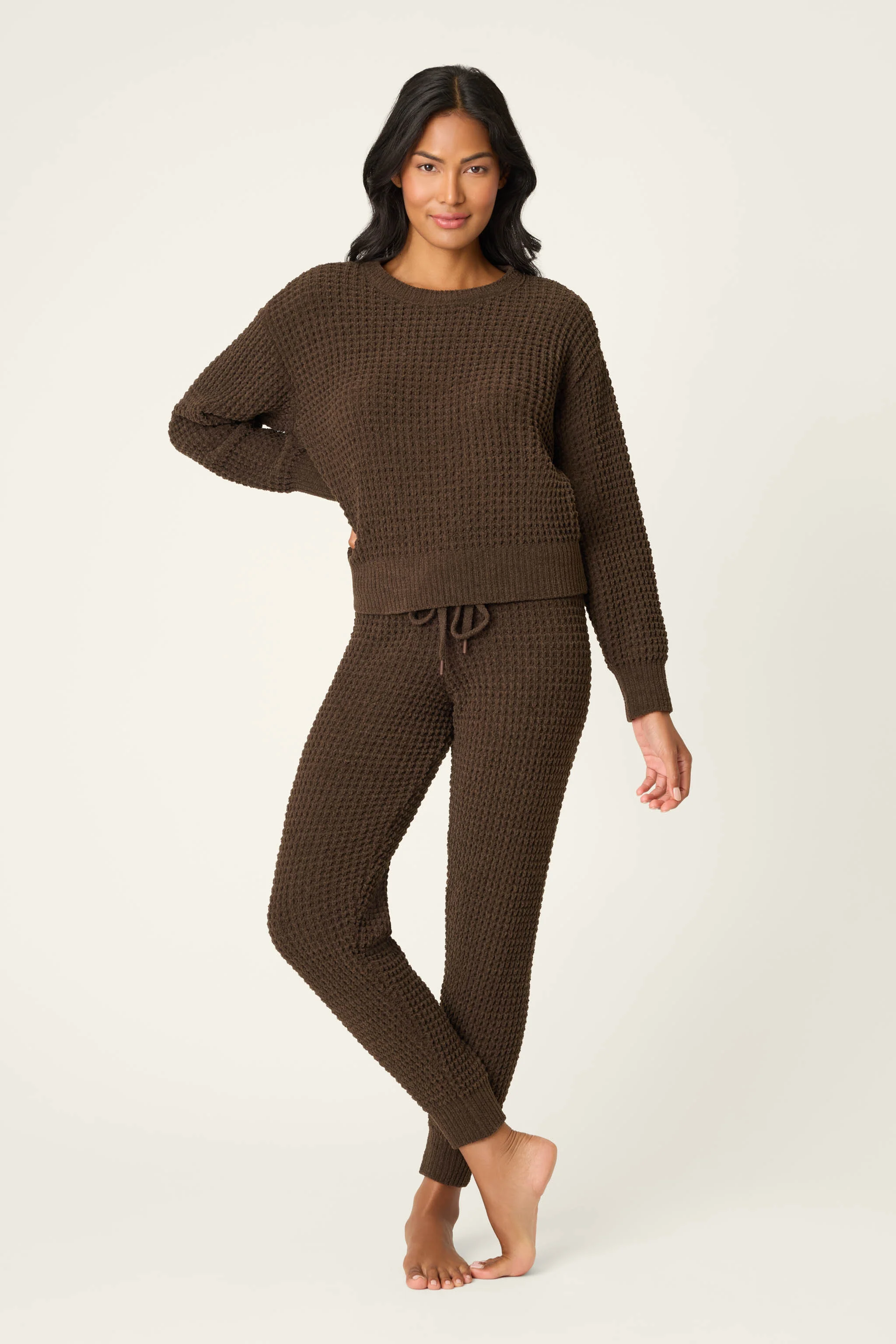 Chenille Waffle Chocolate Lounge Set