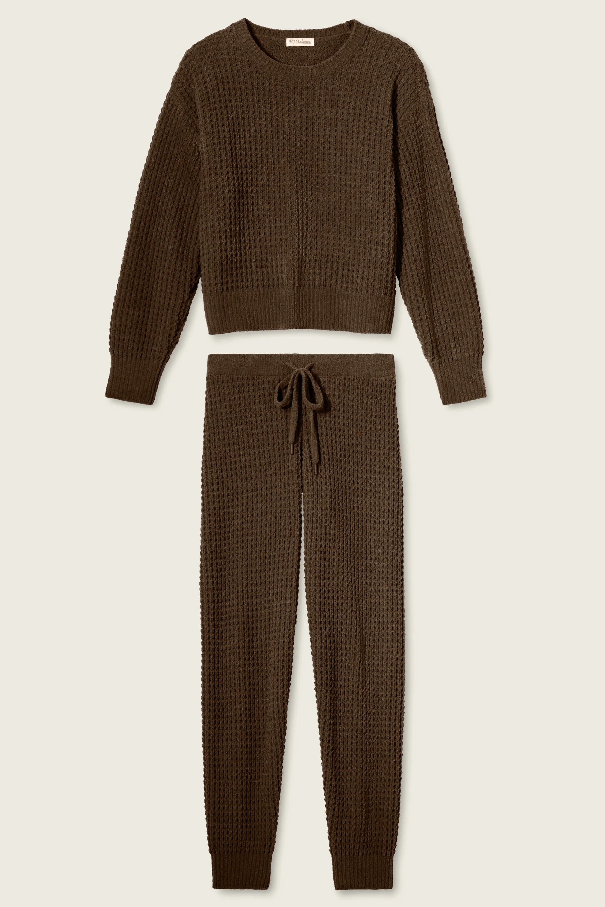 Chenille Waffle Chocolate Lounge Set - Image 2