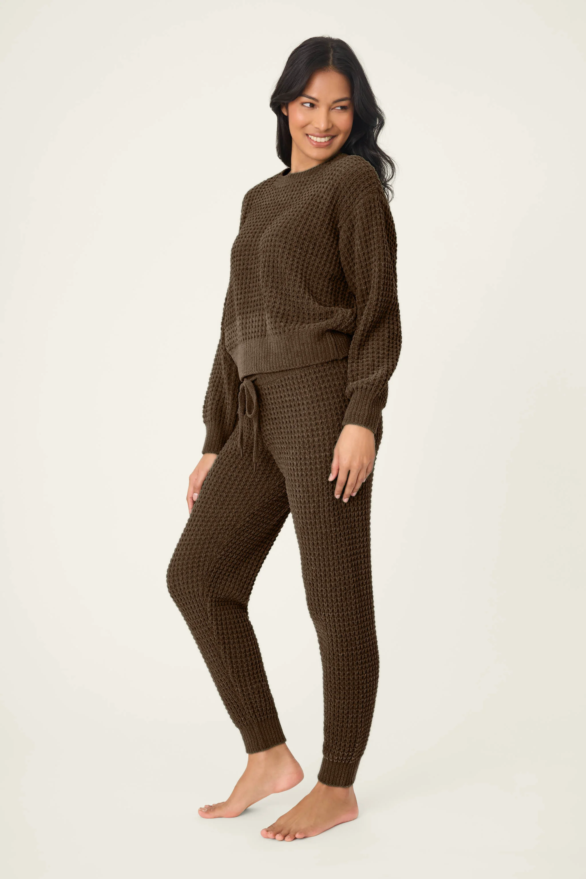 Chenille Waffle Chocolate Lounge Set - Image 4