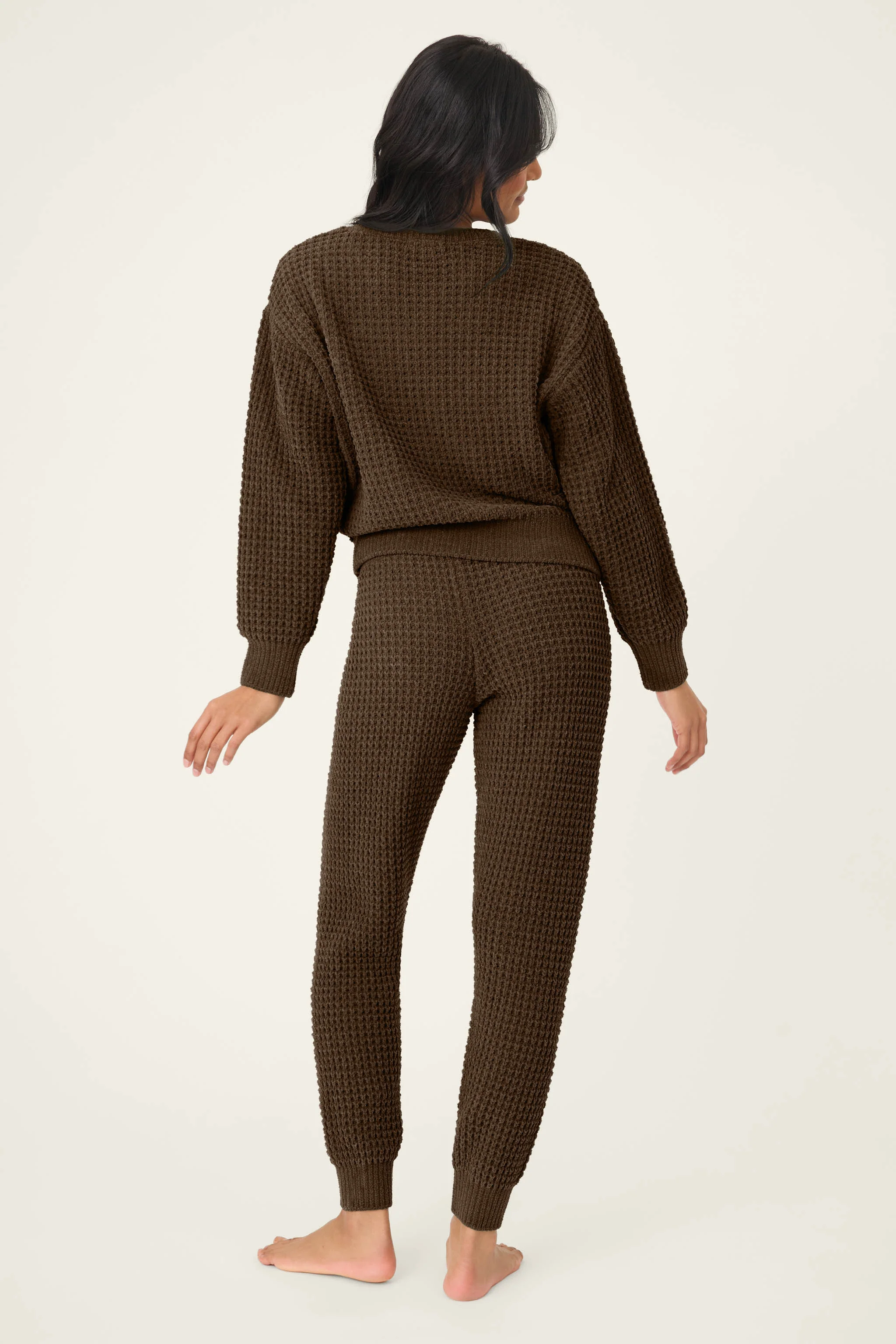 Chenille Waffle Chocolate Lounge Set - Image 5