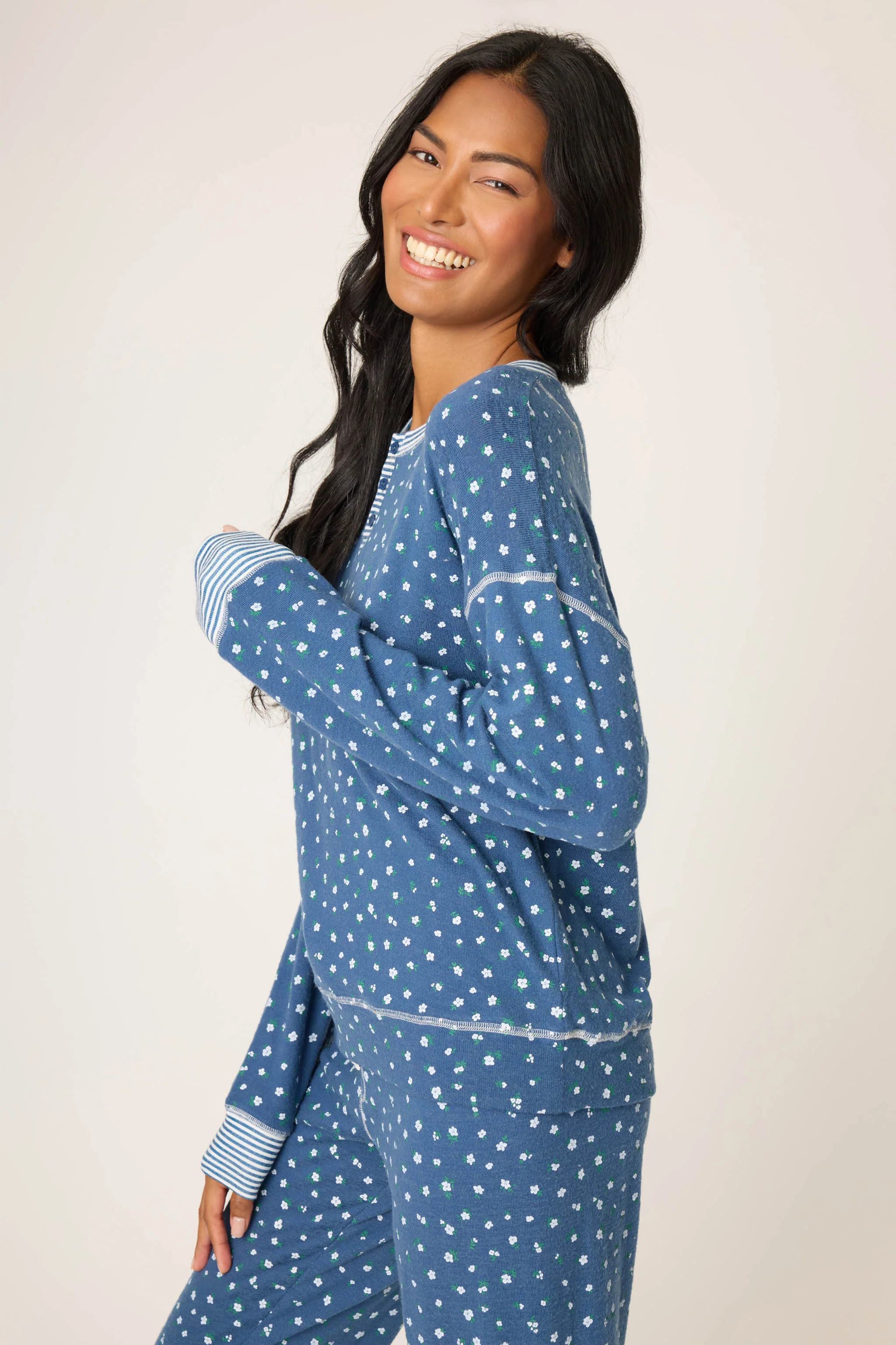 Cozy Life Ditsy Floral Long Sleeve Top - Image 3