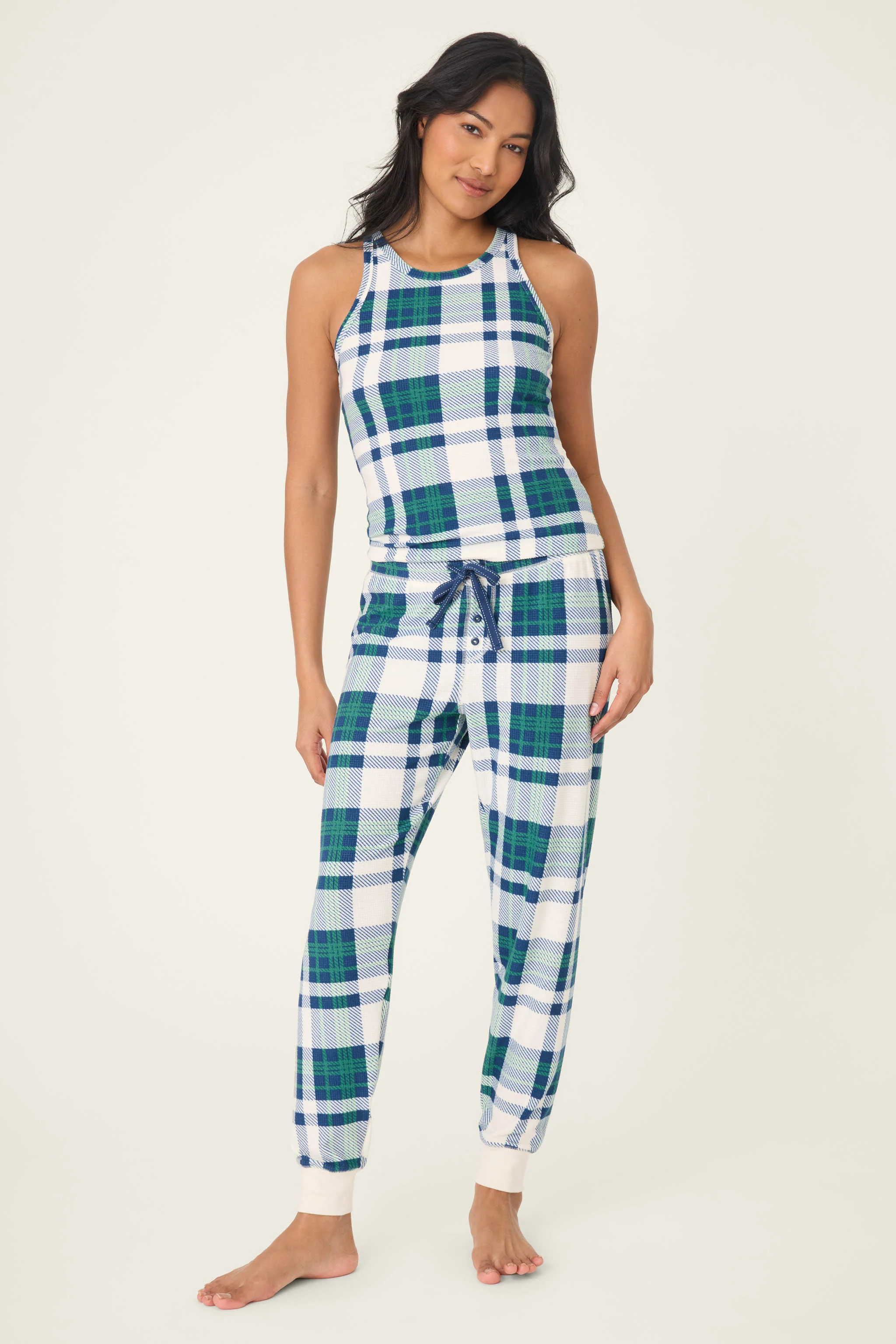 Cozy Life Plaid Thermal Velour Banded Pants - Image 3