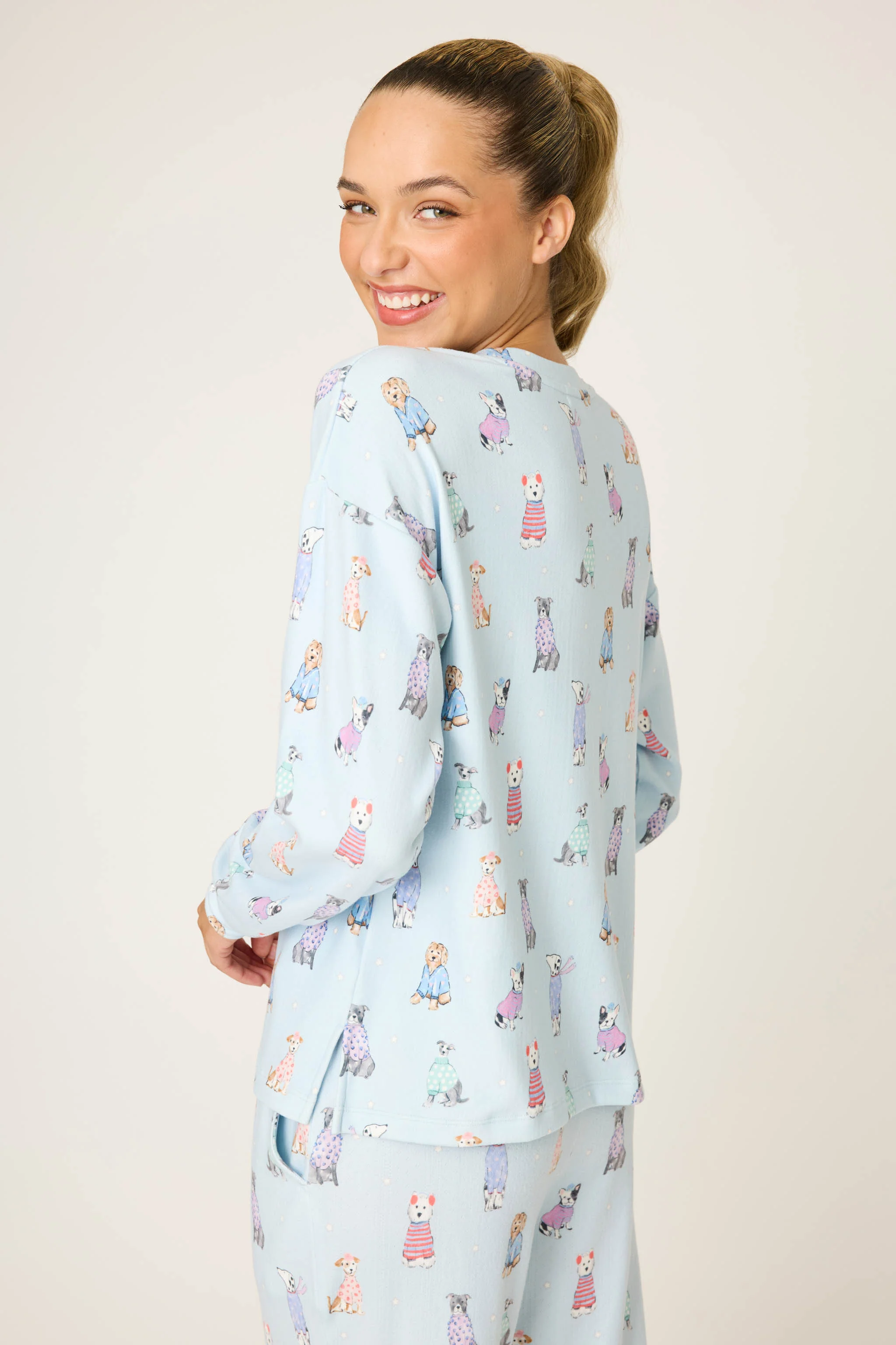 Doggone Cold Dog Print Pointelle Long Sleeve Top - Image 4