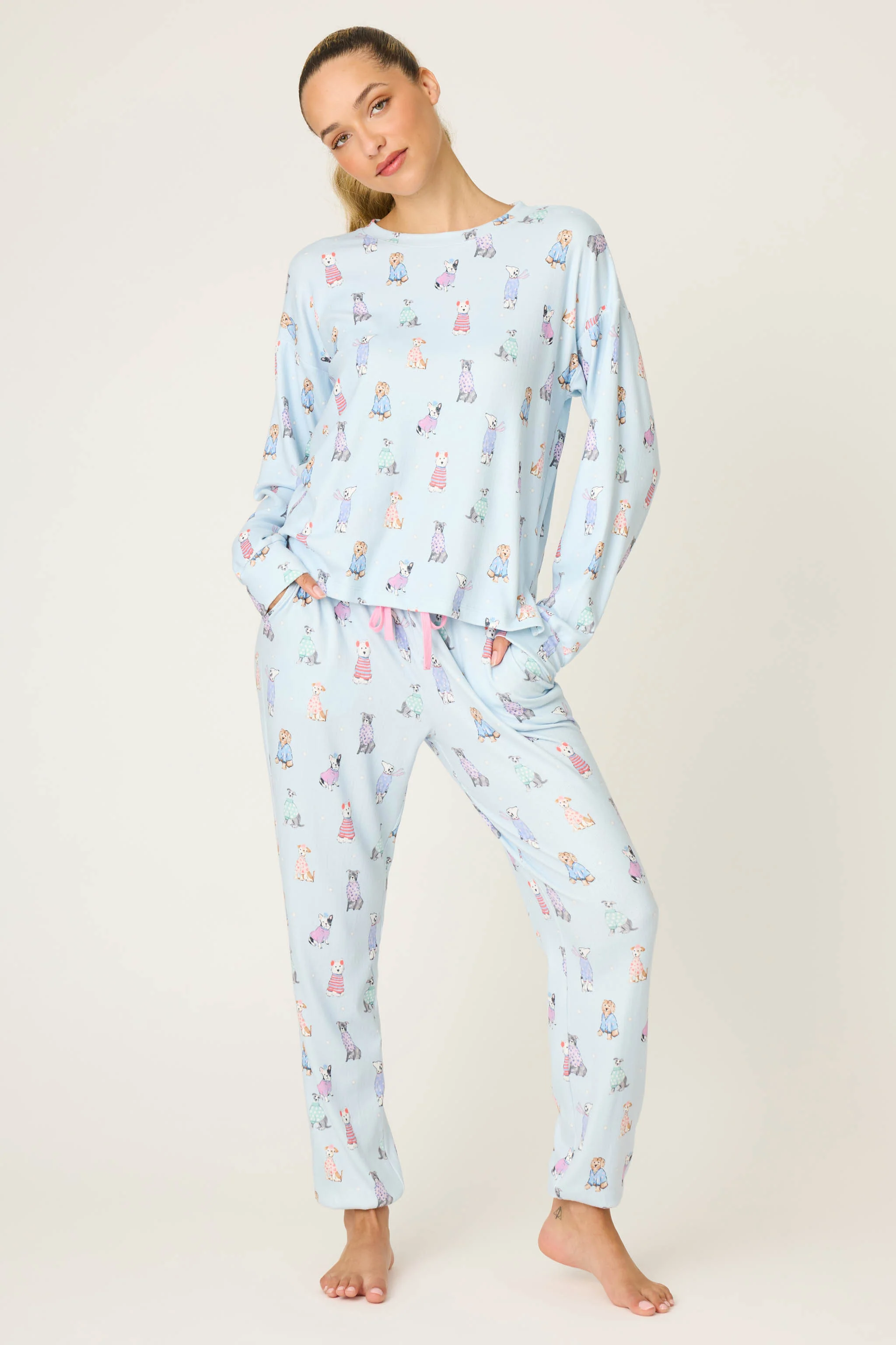 Doggone Cold Dog Print Pointelle Long Sleeve Top - Image 5