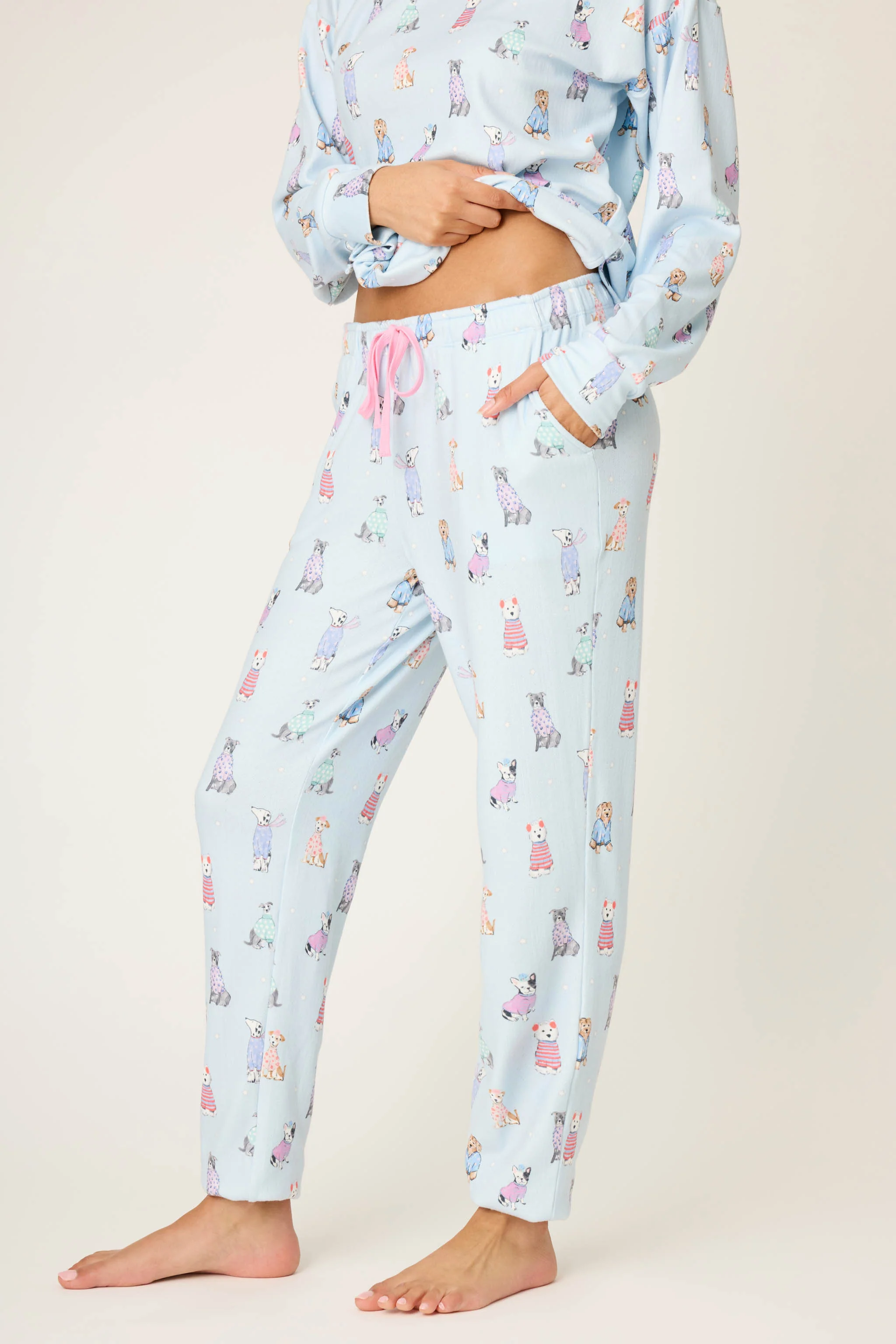 Doggone Cold Dog Print Pointelle Banded Pants - Image 5
