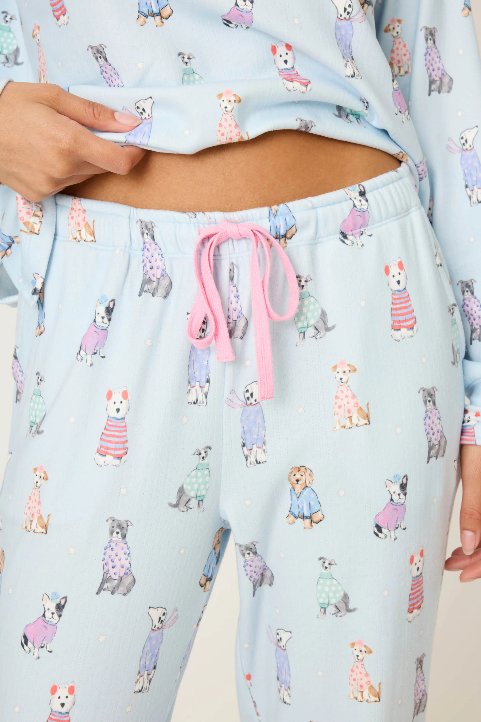 Doggone Cold Dog Print Pointelle Banded Pants - Image 6