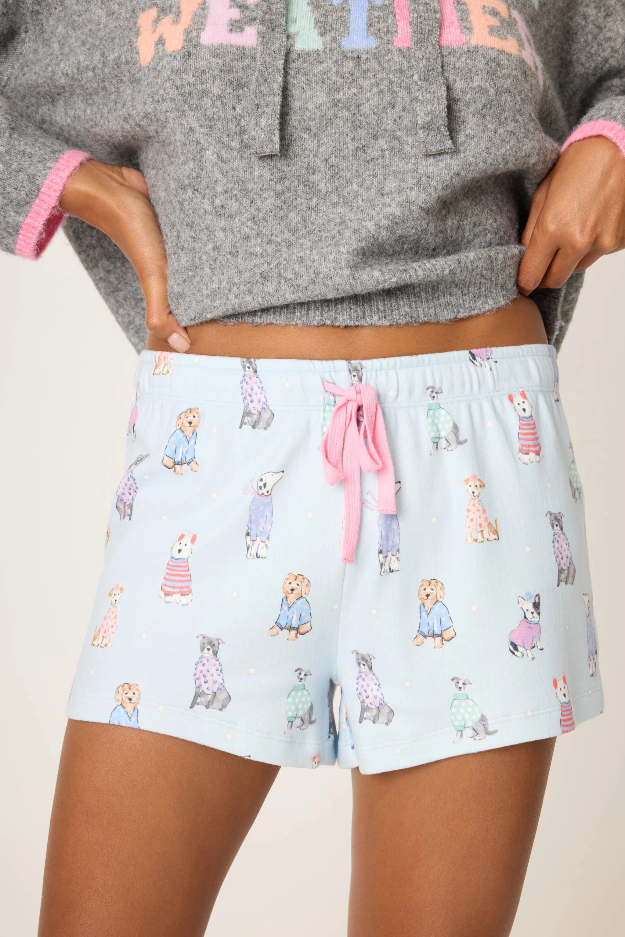 Doggone Cold Dog Print Pointelle Shorts - Image 4
