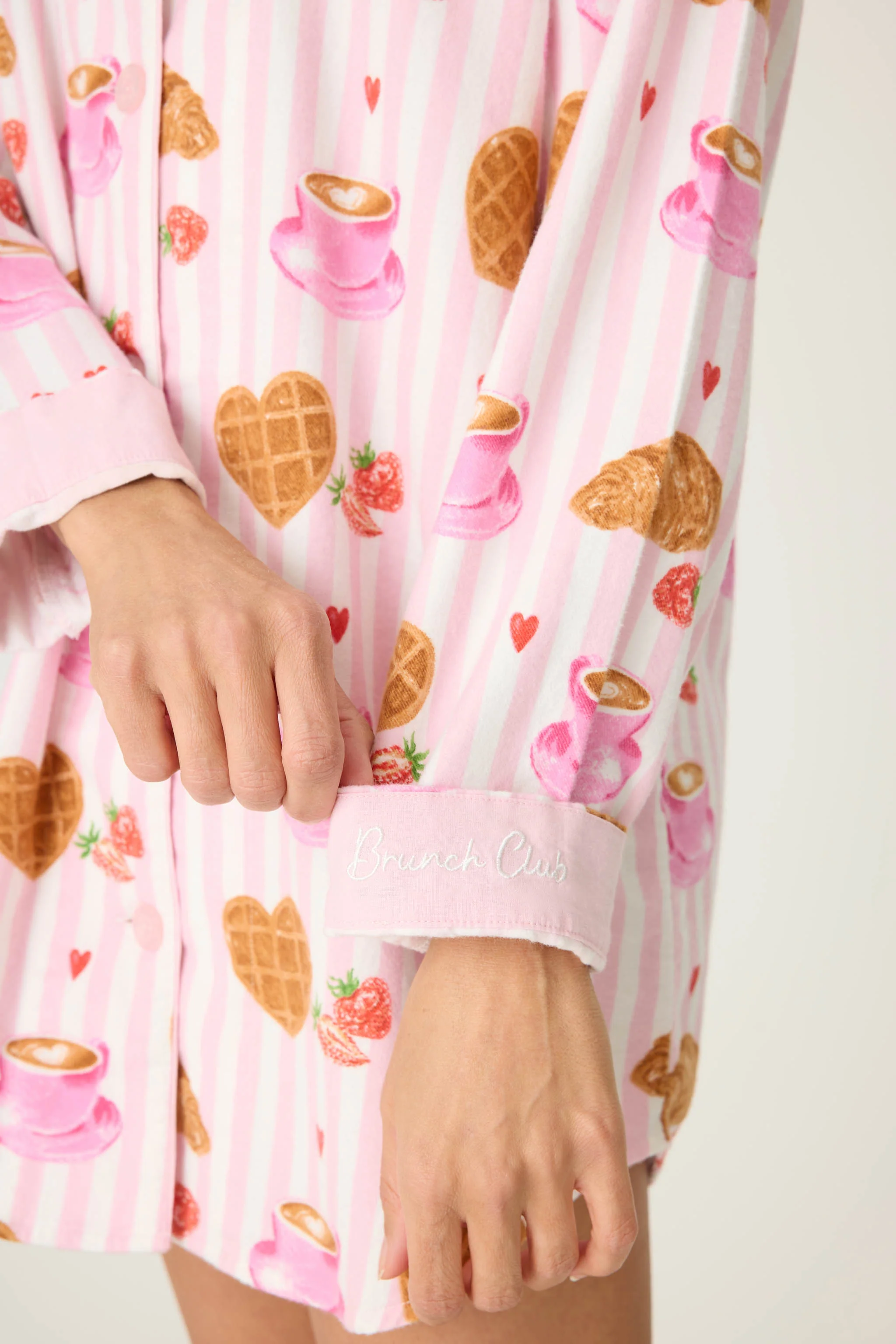 Brunch Club Breakfast Print Flannel Nightshirt - Image 3
