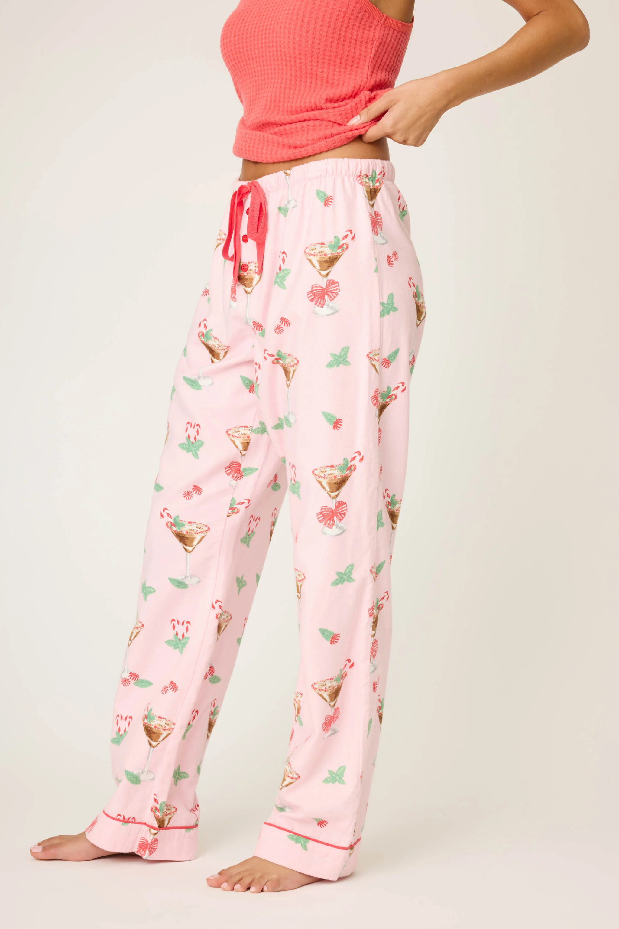 Tini Time Drink Print Flannel Pants - Image 5