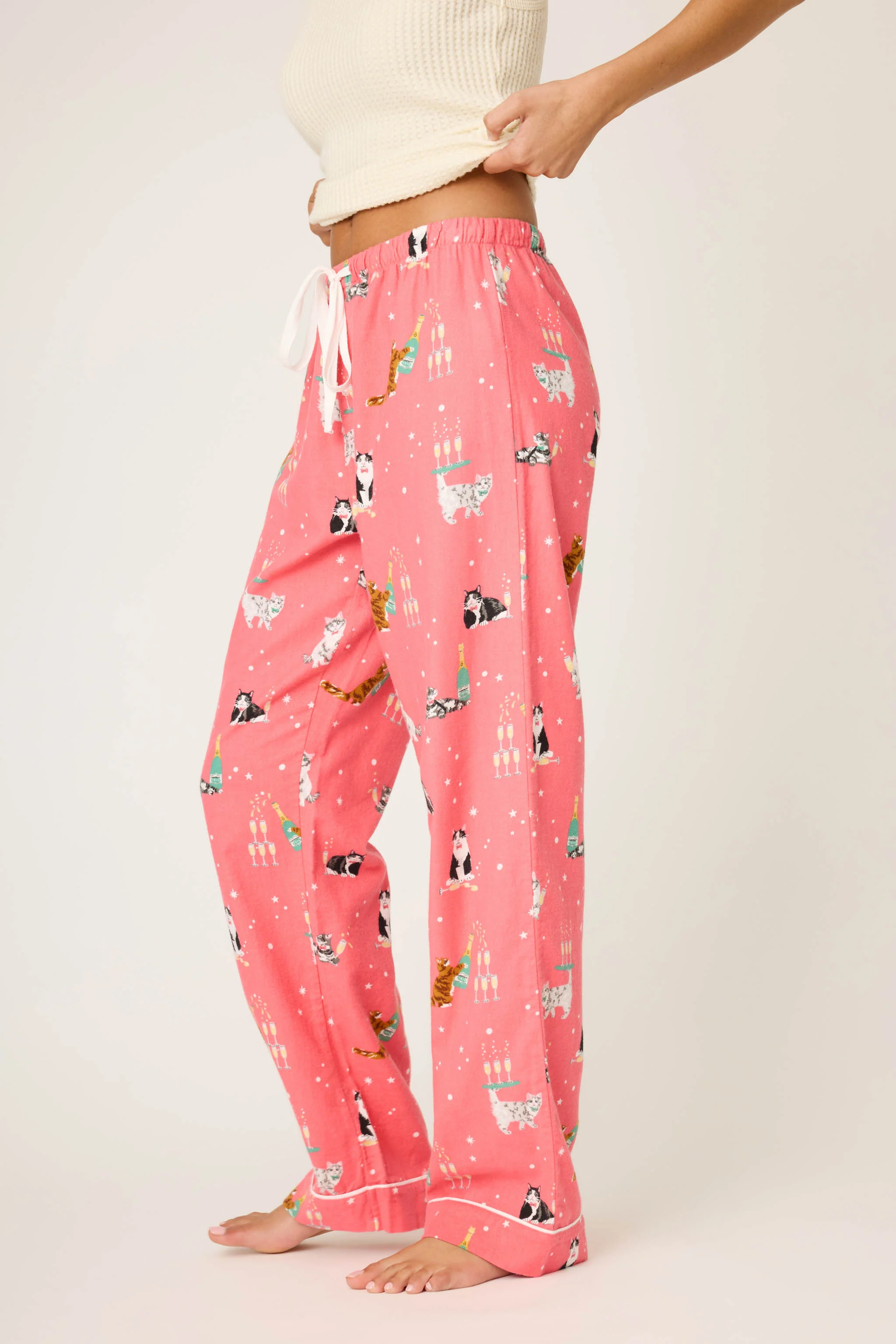 Let's Get Fizzical Cat Print Flannel Pants - Image 5