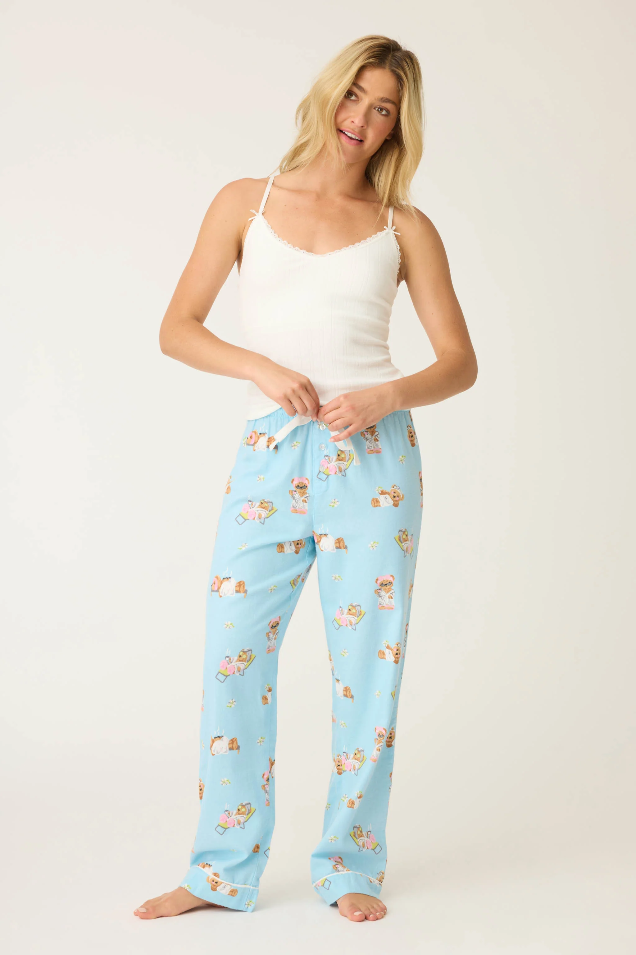 Beary Cute Bear Print Flannel Pants - Image 3