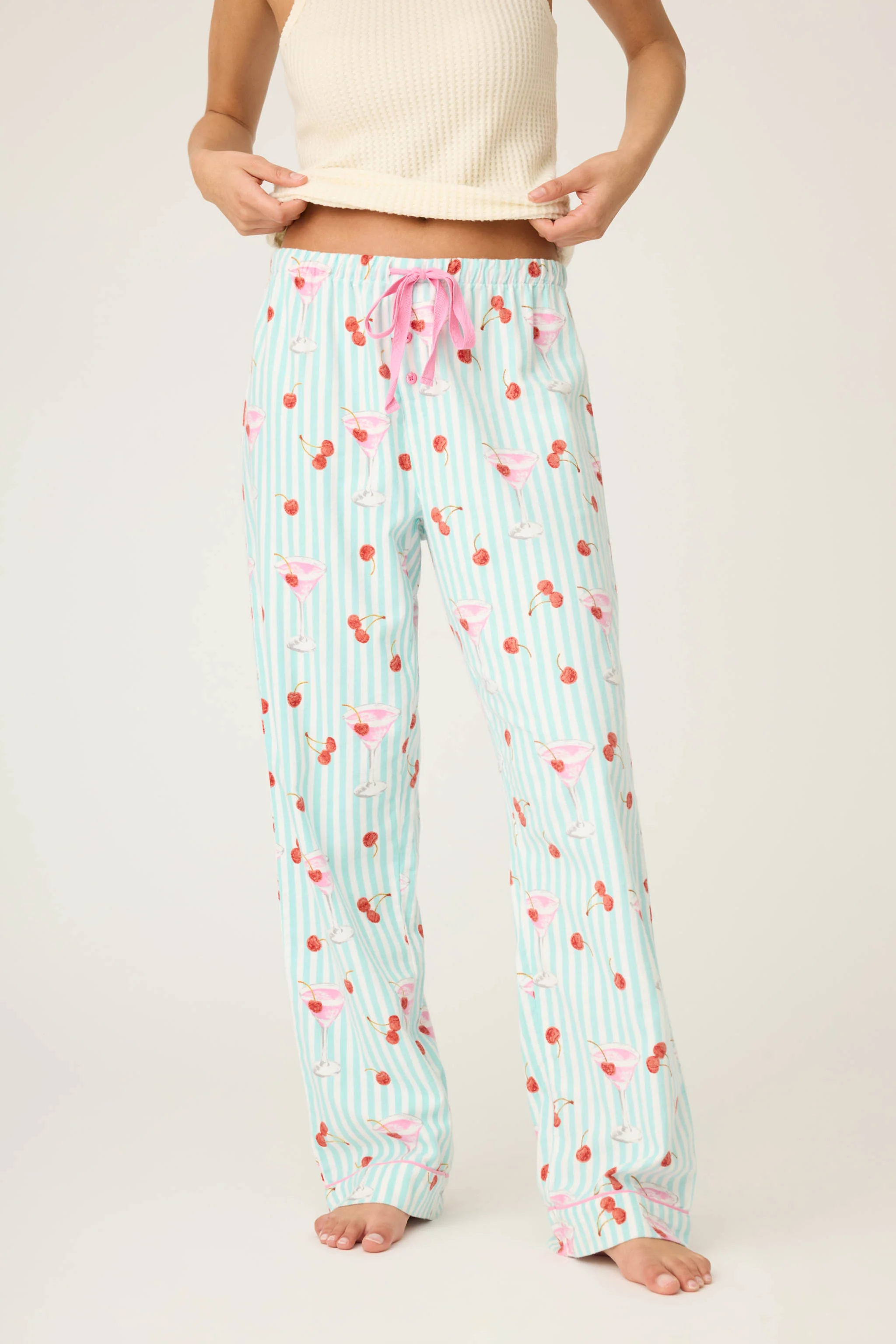 Ma Cherie Cherry Print Flannel Pants