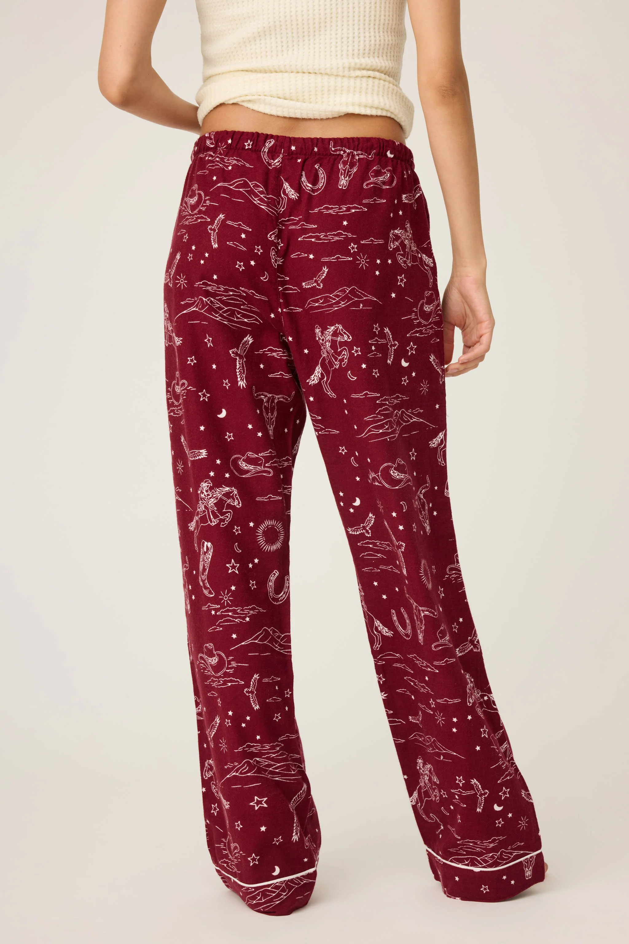 Hold Your Horses Western Print Flannel Pants - Image 4