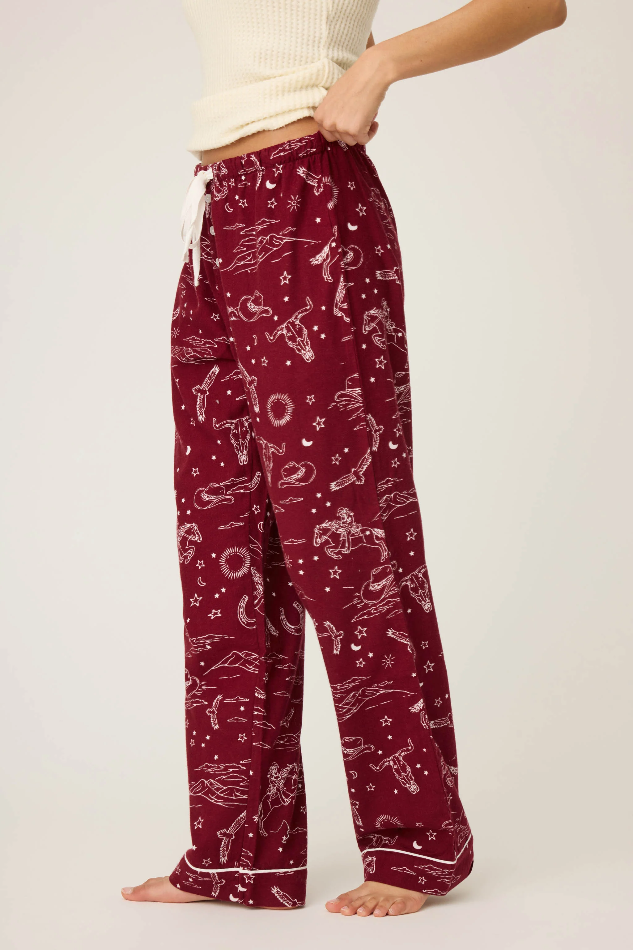 Hold Your Horses Western Print Flannel Pants - Image 5