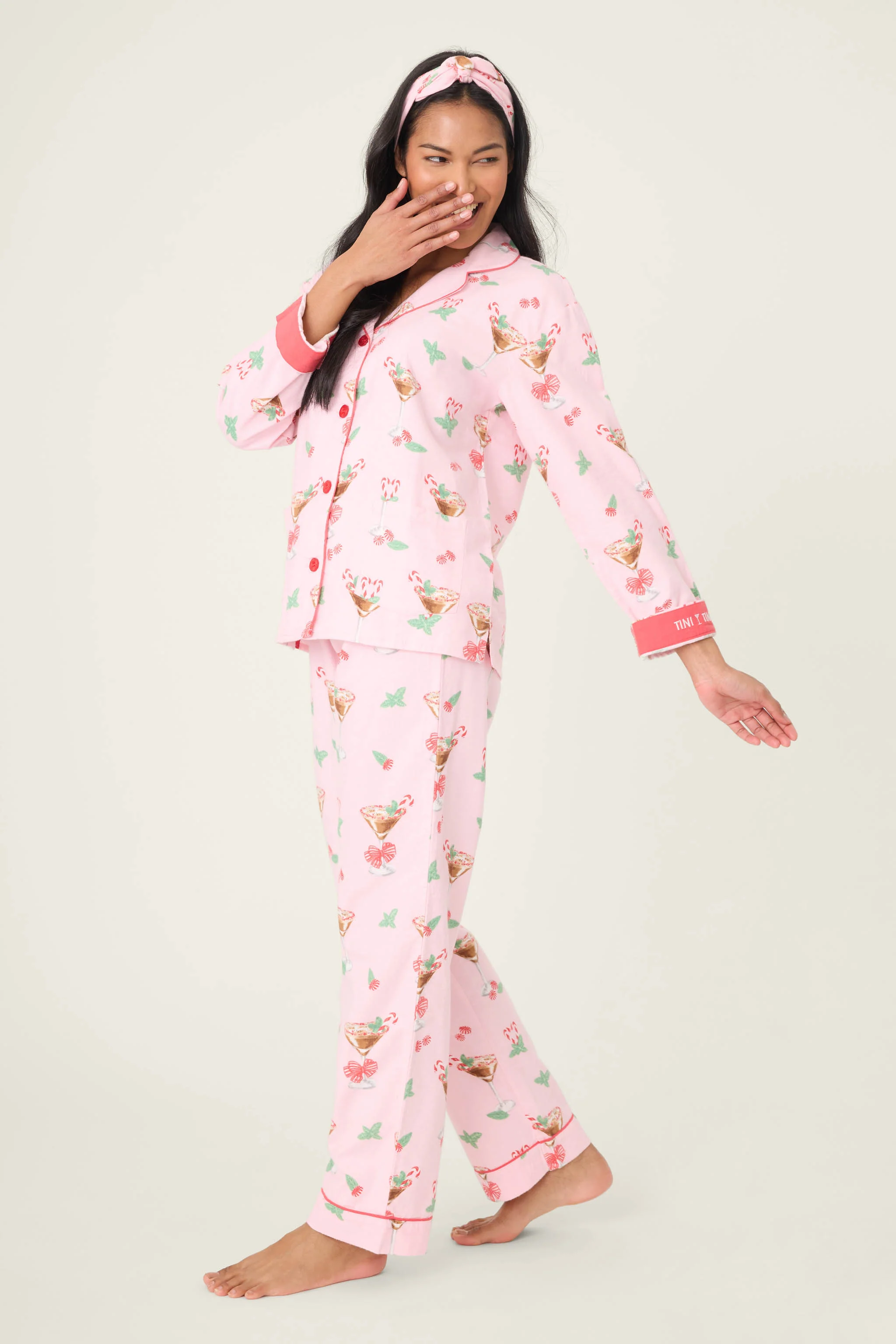 Tini Time Drink Print 3-Piece Flannel PJ Set - Image 3