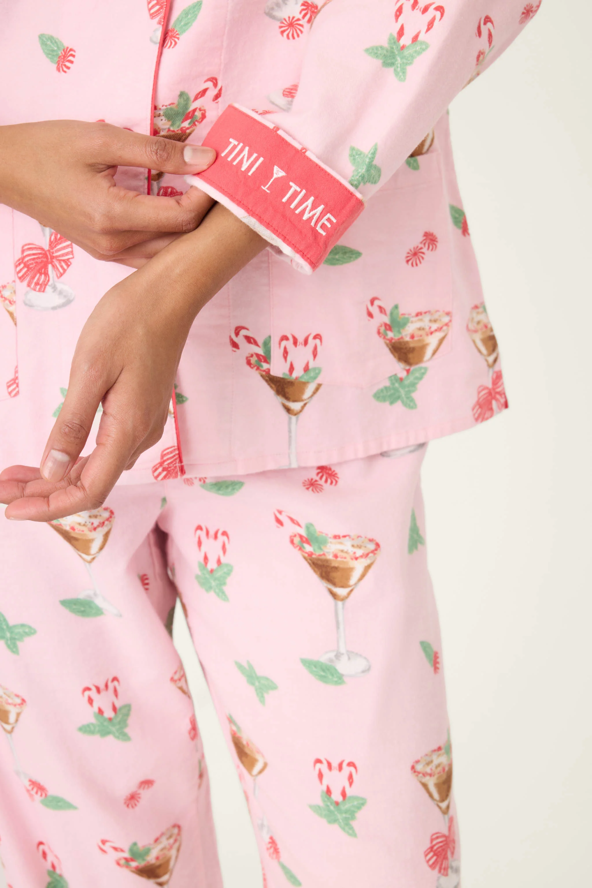 Tini Time Drink Print 3-Piece Flannel PJ Set - Image 5