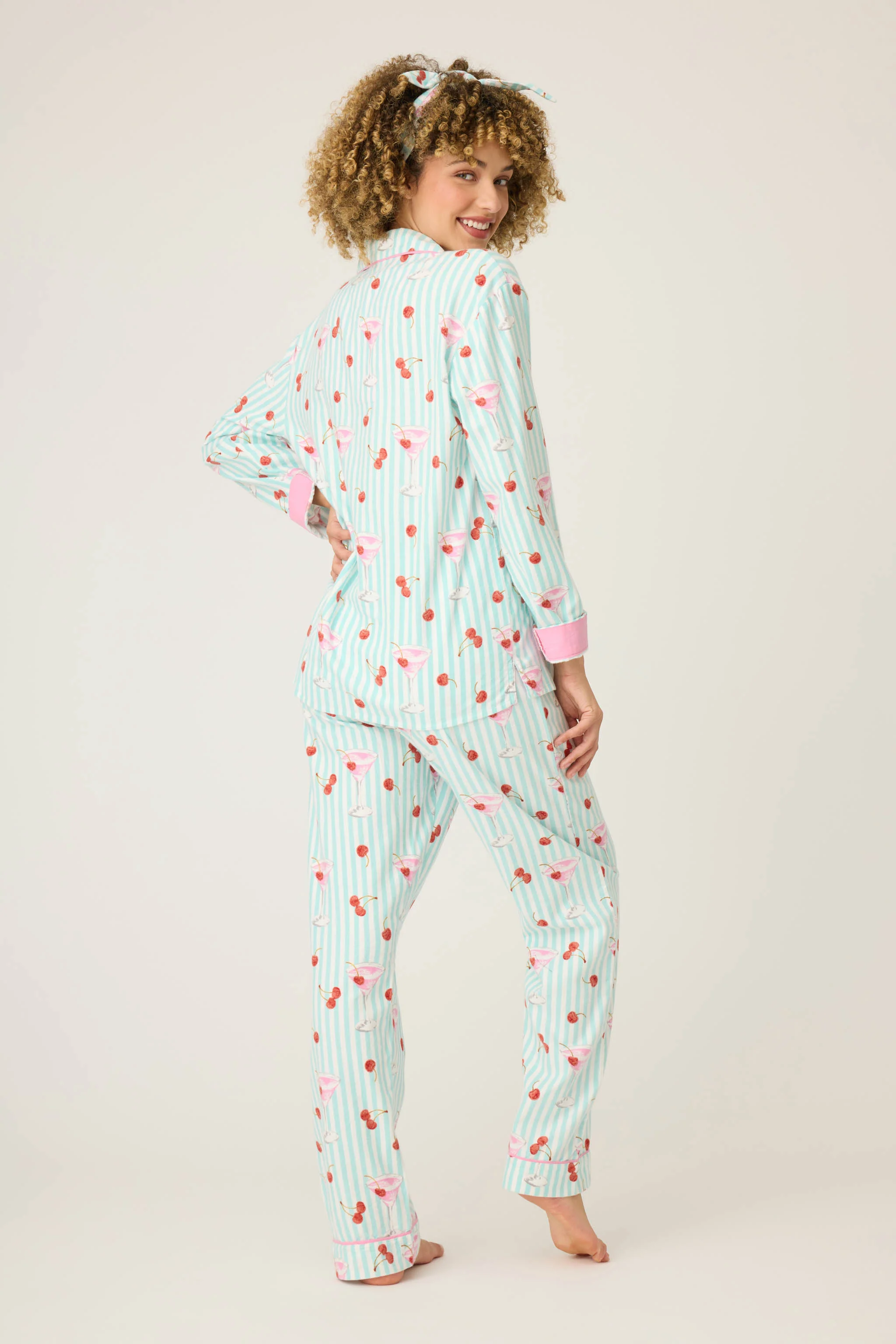 Ma Cherie Cherry Print 3-Piece Flannel PJ Set - Image 4