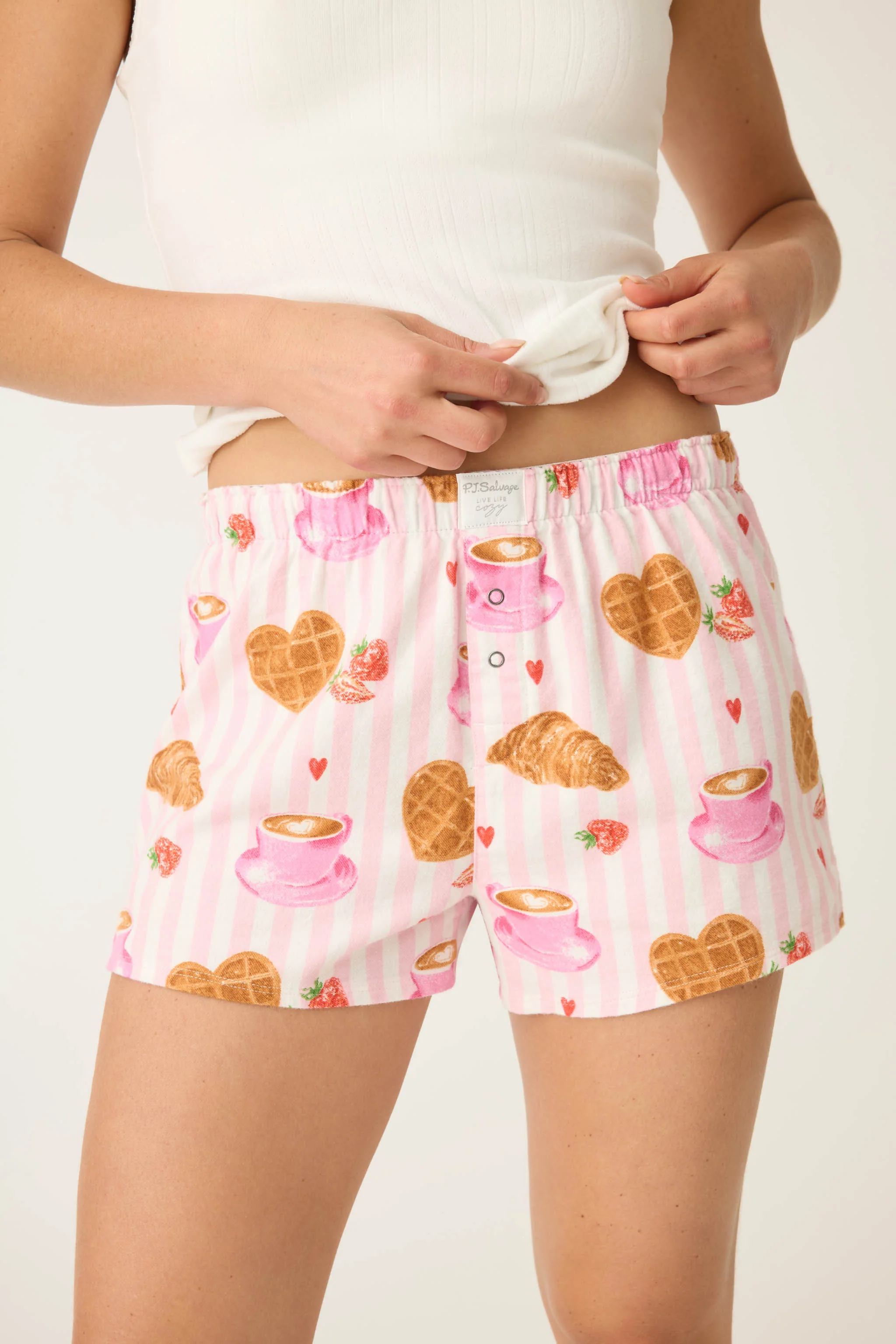Brunch Club Breakfast Print Flannel Shorts - Image 4
