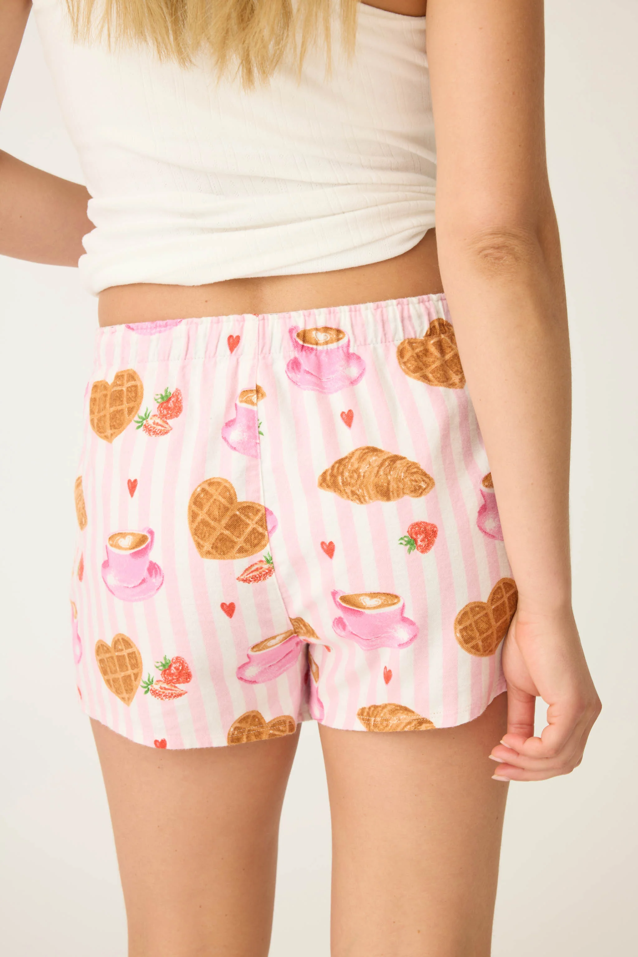 Brunch Club Breakfast Print Flannel Shorts - Image 5