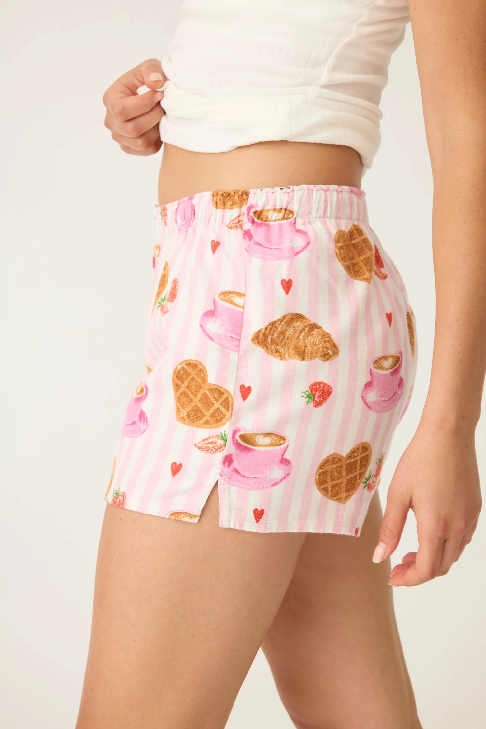 Brunch Club Breakfast Print Flannel Shorts - Image 7