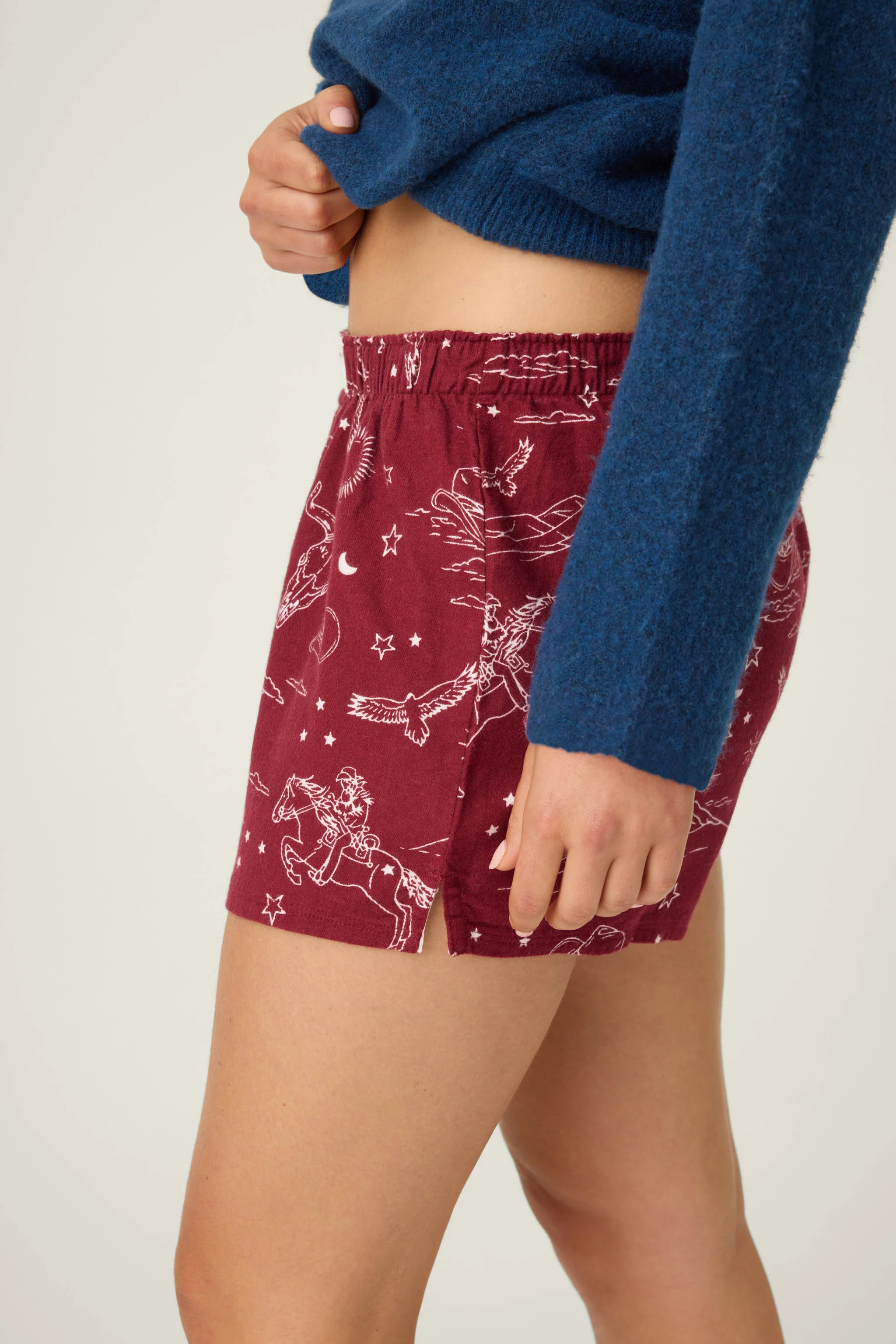 Hold Your Horses Western Print Flannel Shorts - Image 5