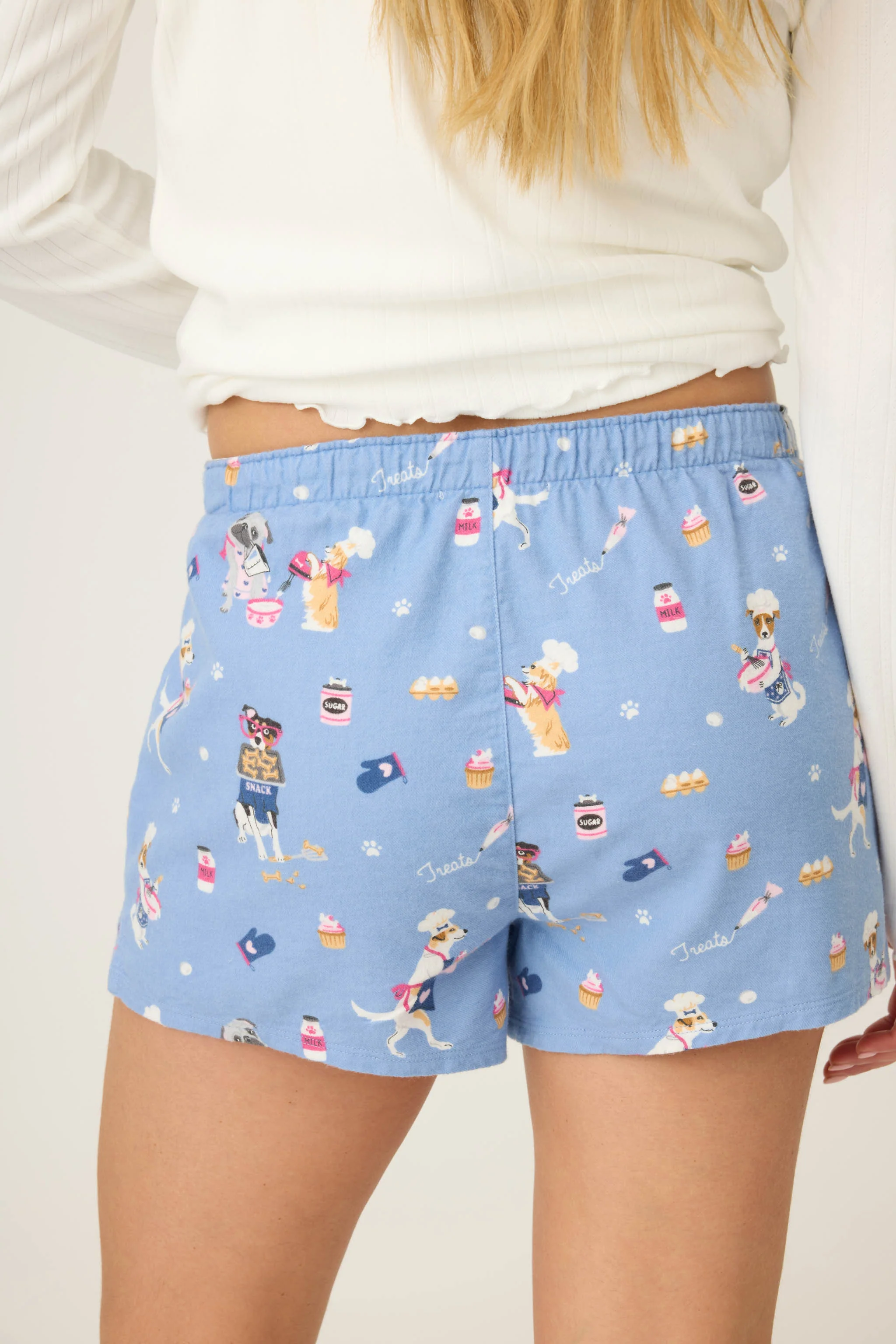 Baked Woof Love Dog Print Flannel Shorts - Image 4