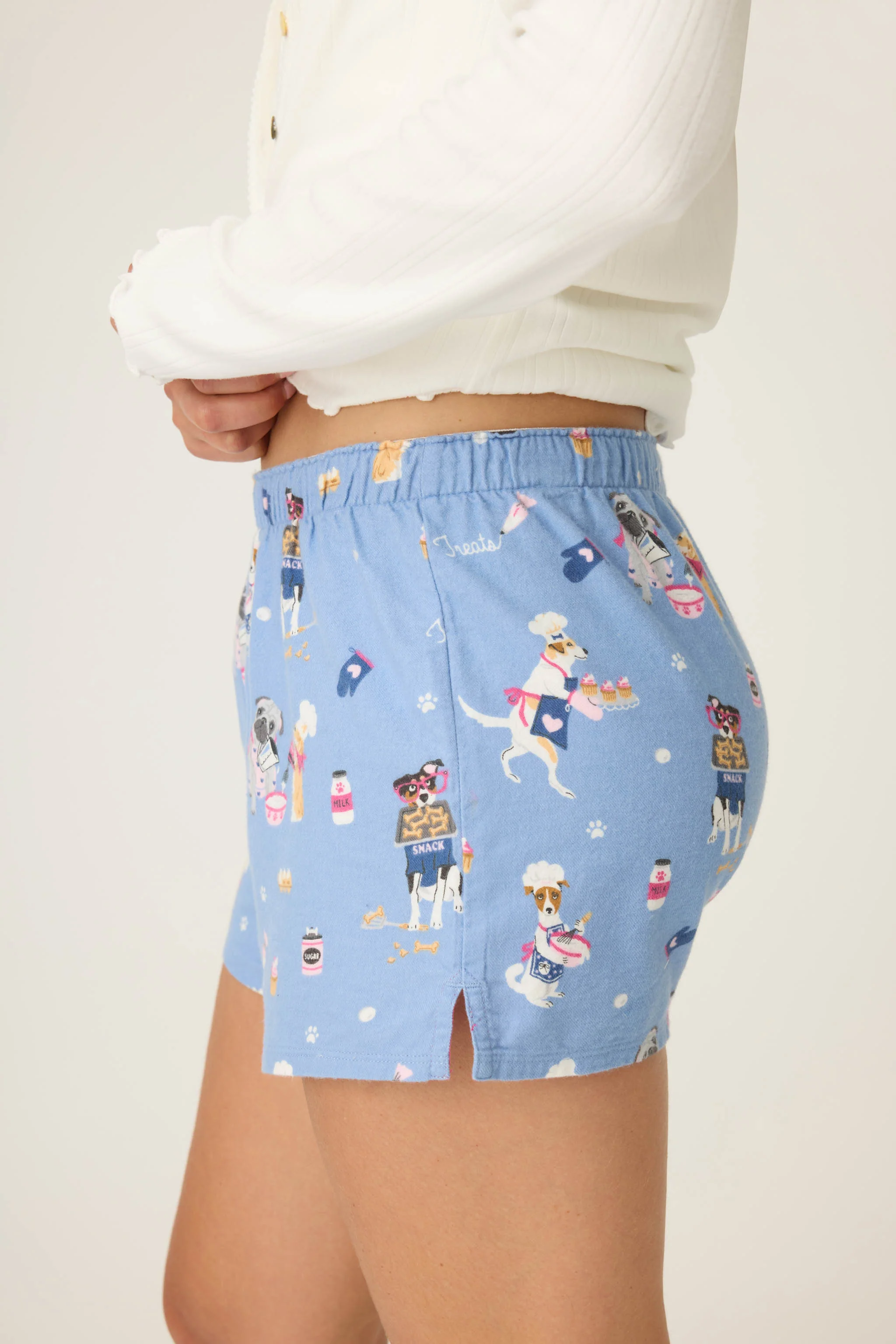 Baked Woof Love Dog Print Flannel Shorts - Image 6