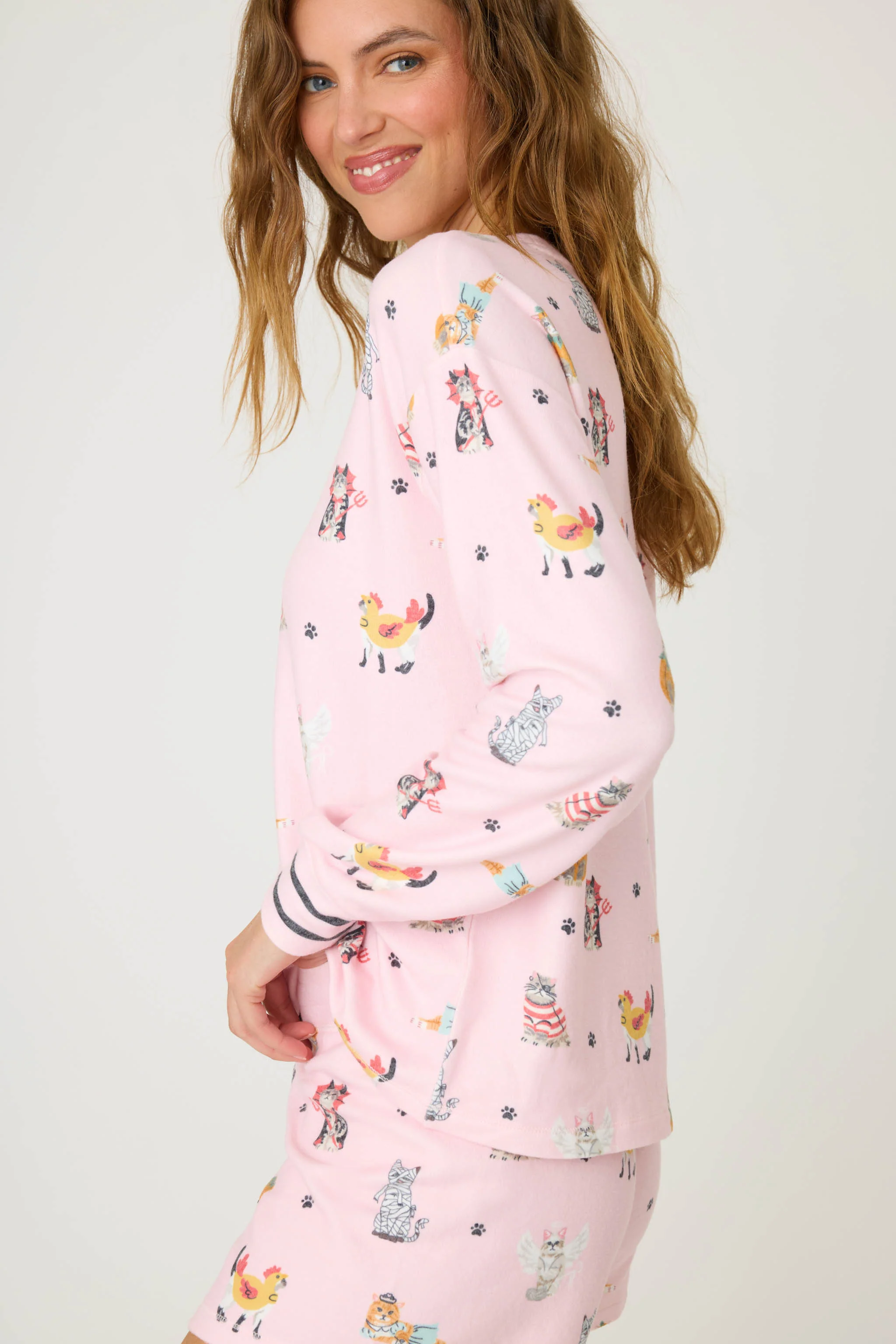Feline Spooky Halloween Cat Print Long Sleeve Top - Image 2