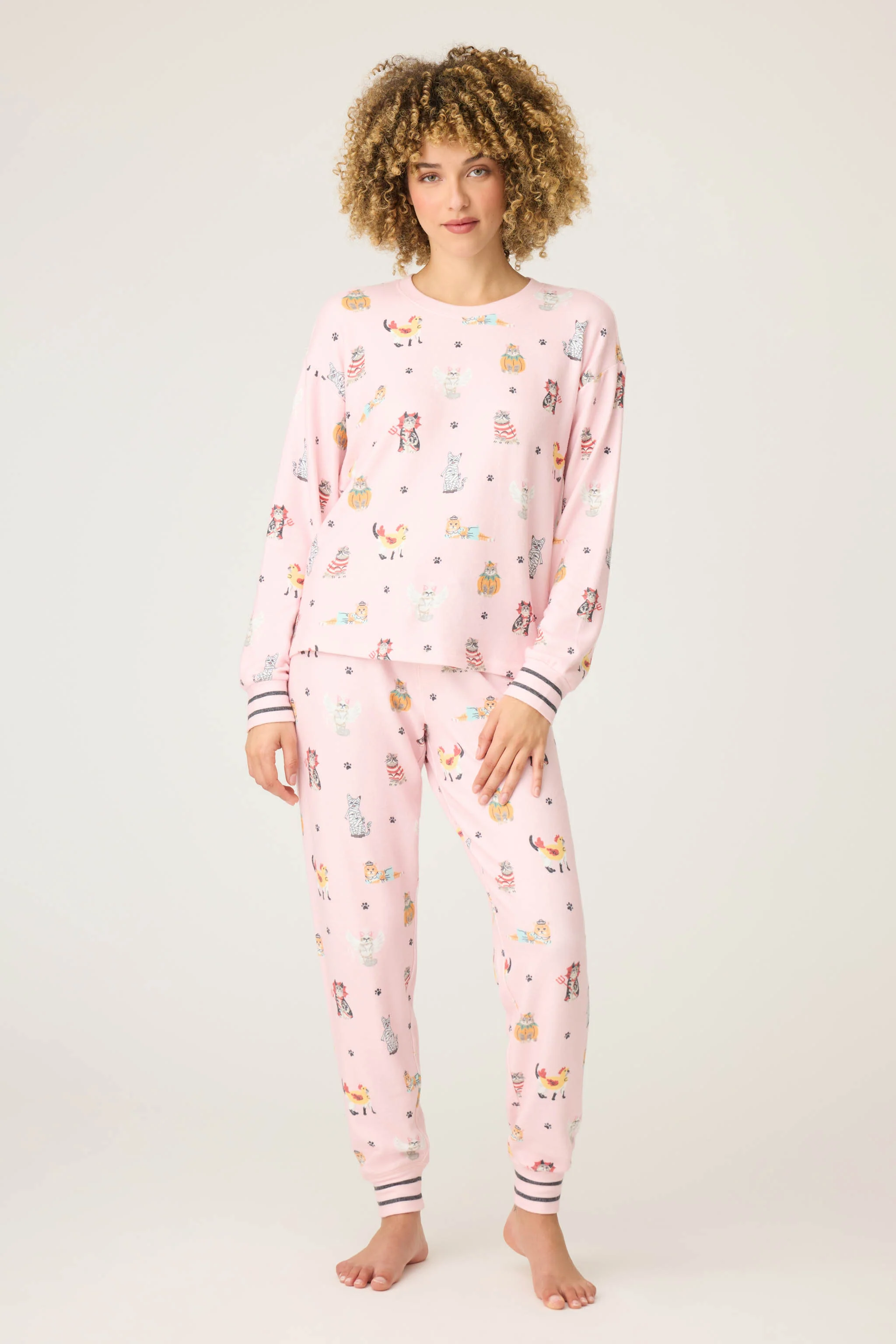 Feline Spooky Halloween Cat Print Long Sleeve Top - Image 3