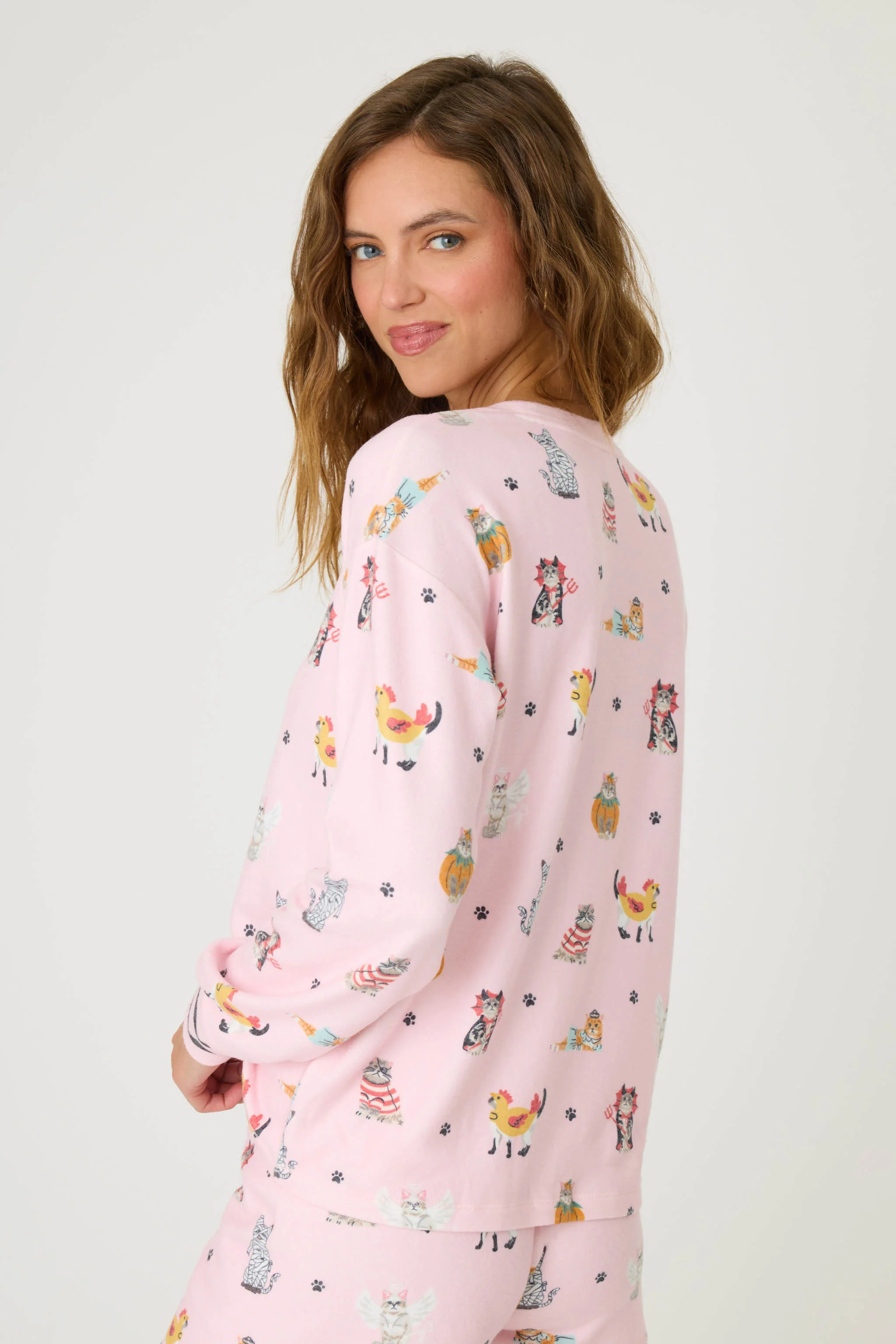 Feline Spooky Halloween Cat Print Long Sleeve Top - Image 4