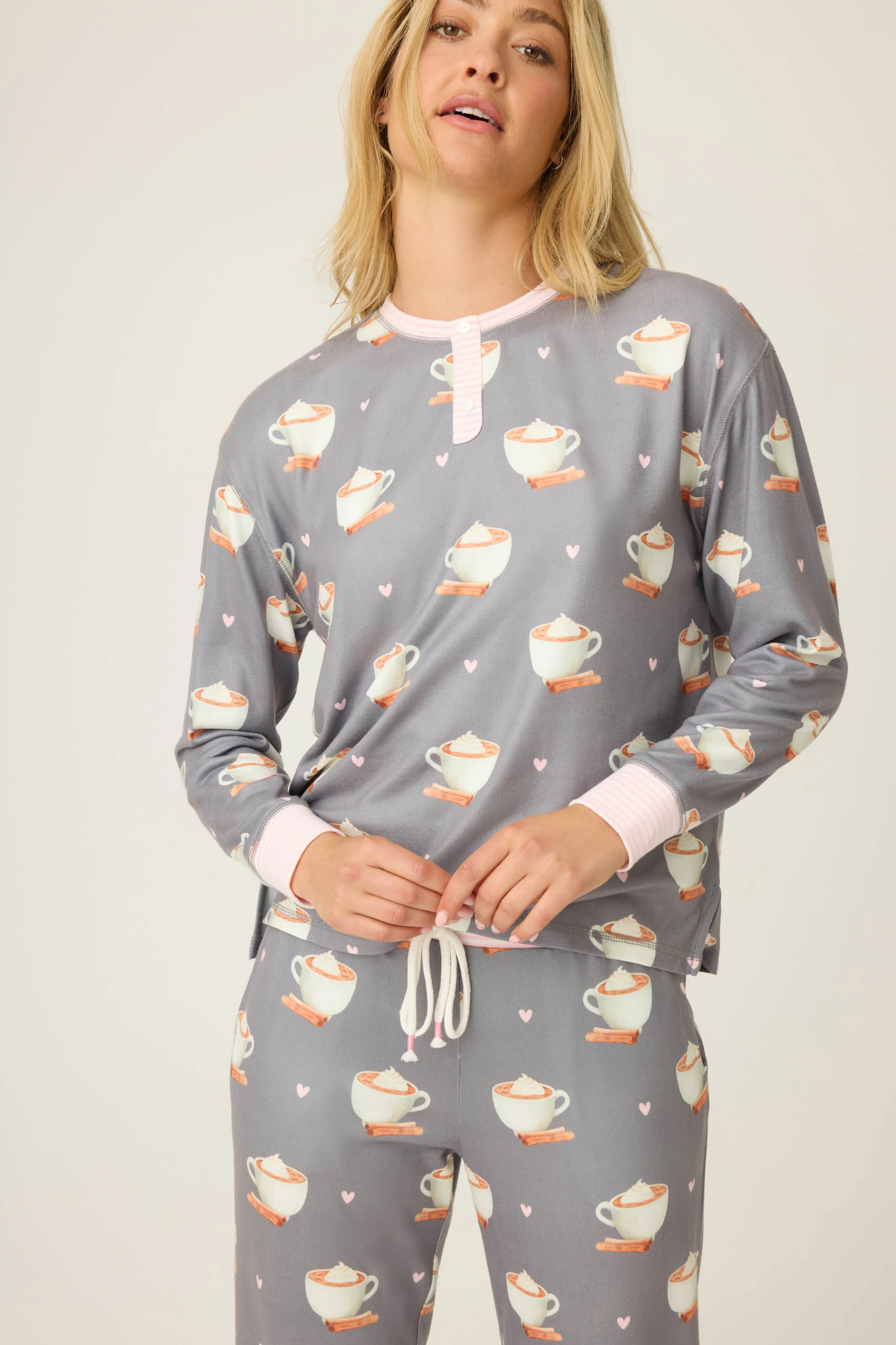 Love You A Latte Coffee Print Long Sleeve Top - Image 2