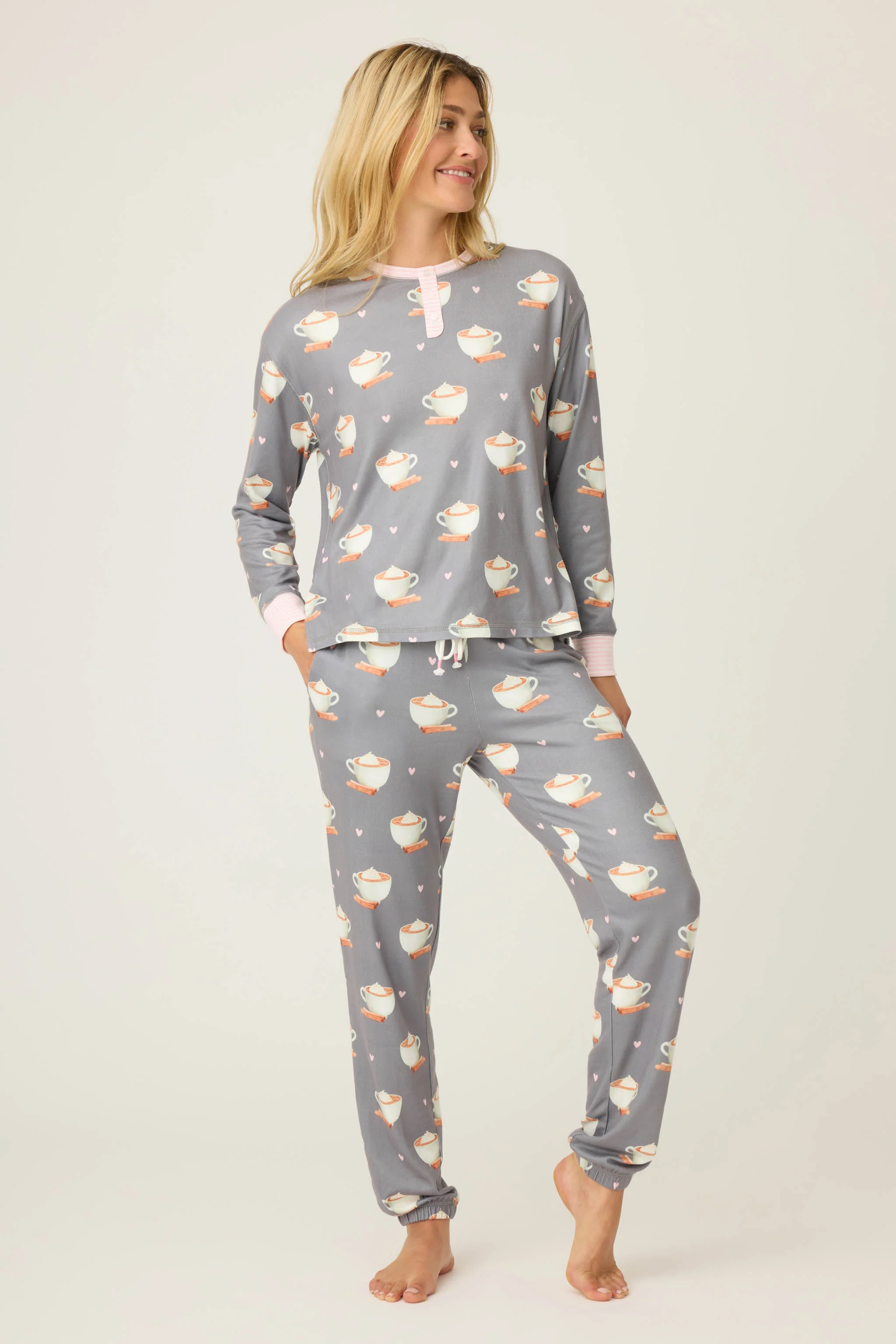 Love You A Latte Coffee Print Long Sleeve Top - Image 4