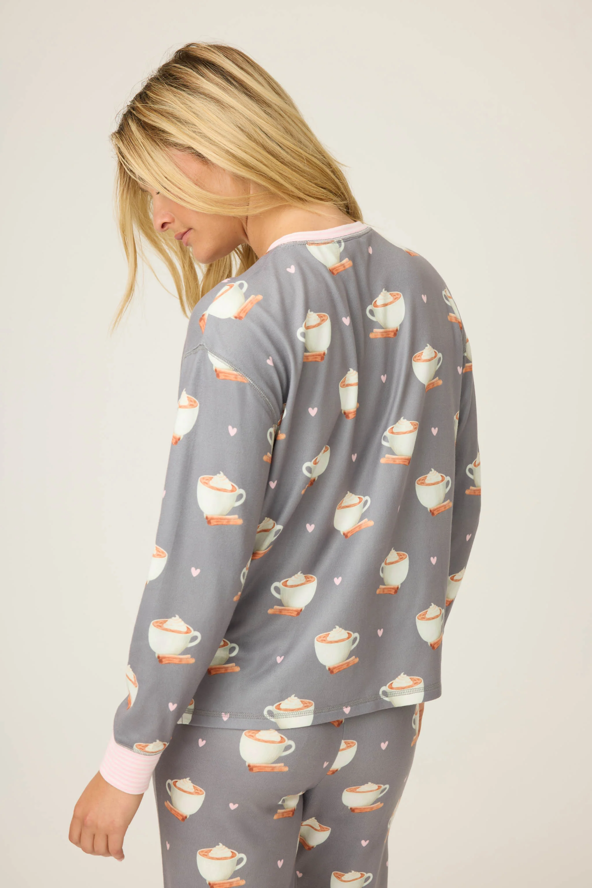 Love You A Latte Coffee Print Long Sleeve Top - Image 6