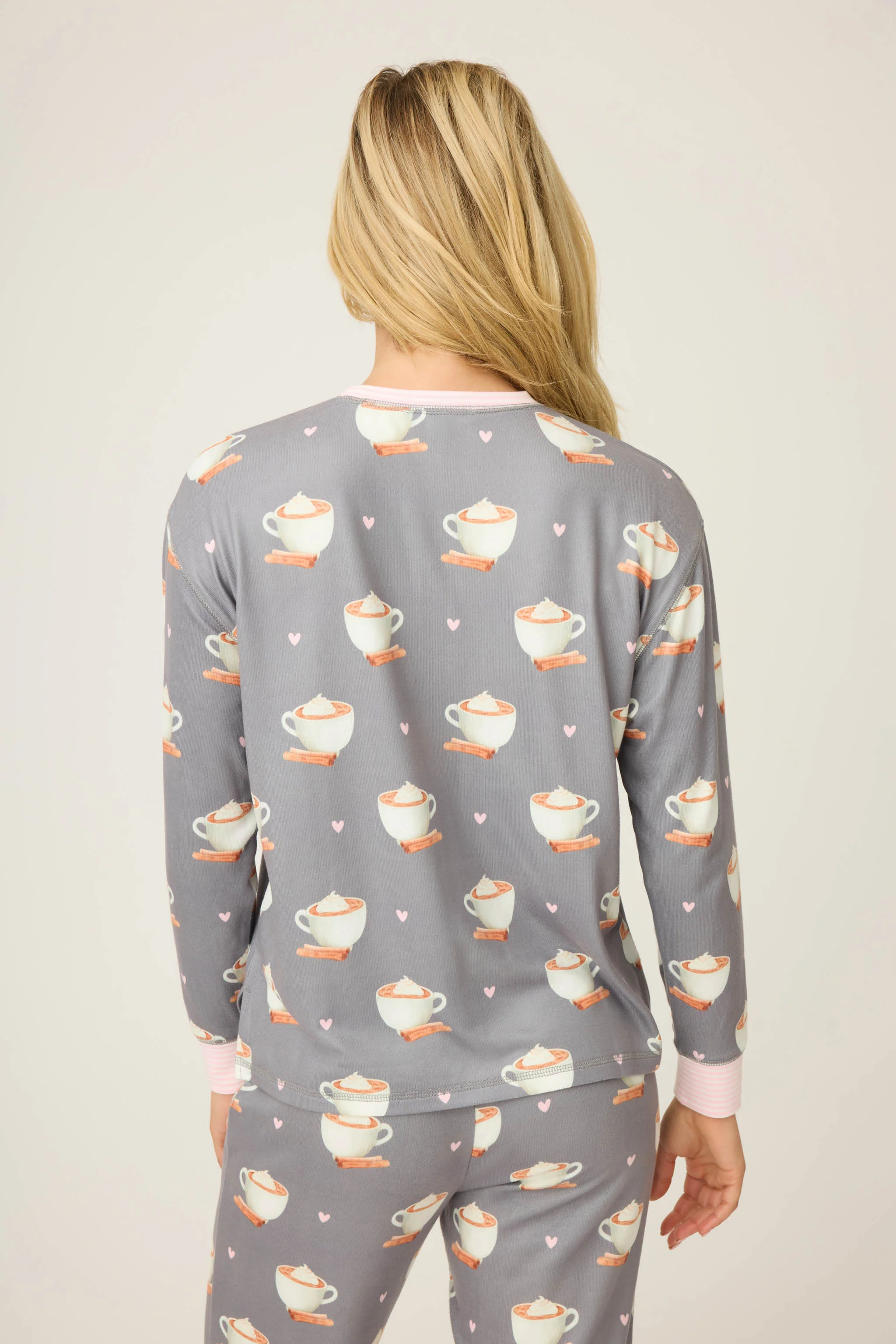 Love You A Latte Coffee Print Long Sleeve Top - Image 8