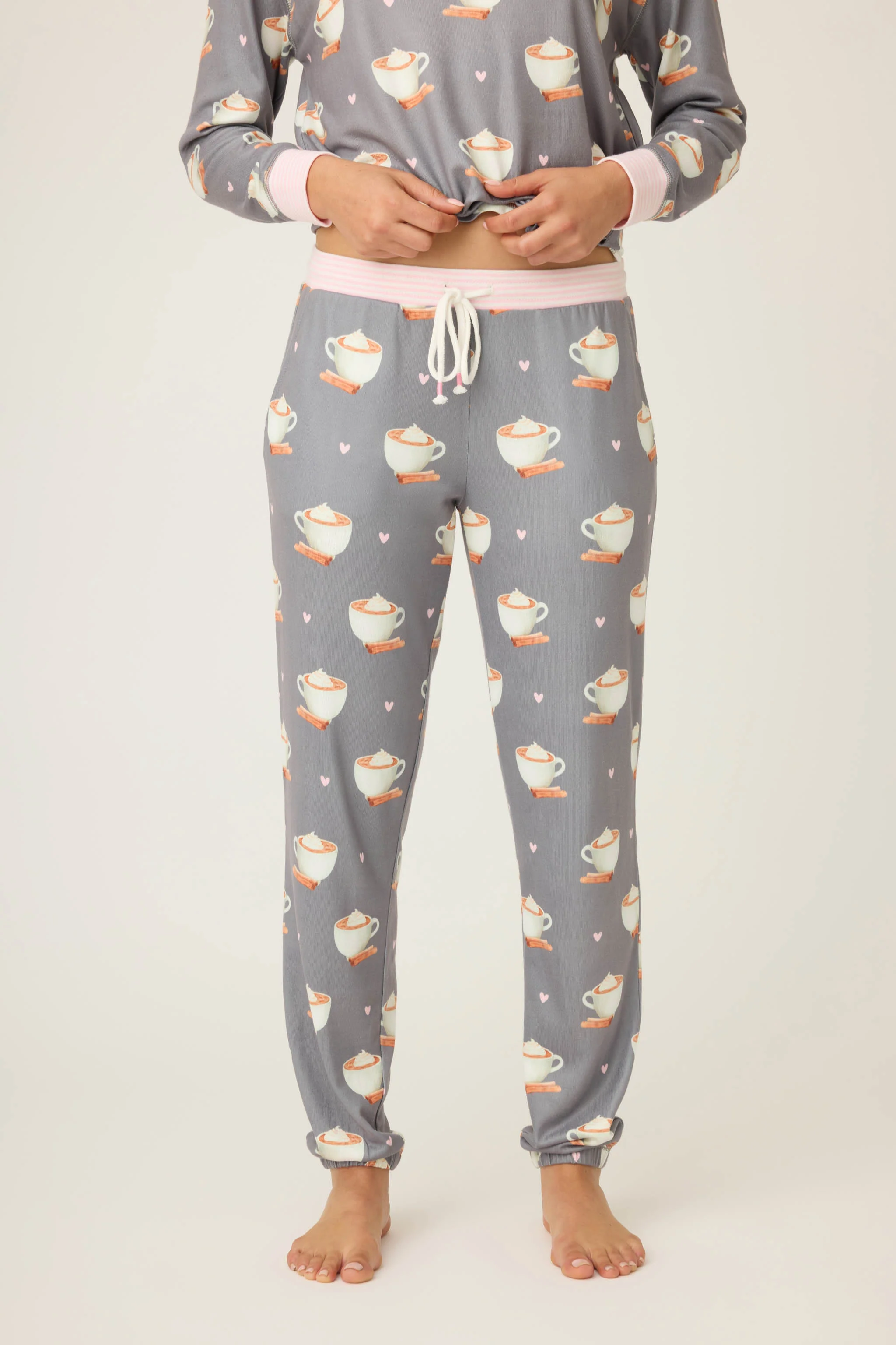 Love You A Latte Coffee Print Banded Pant