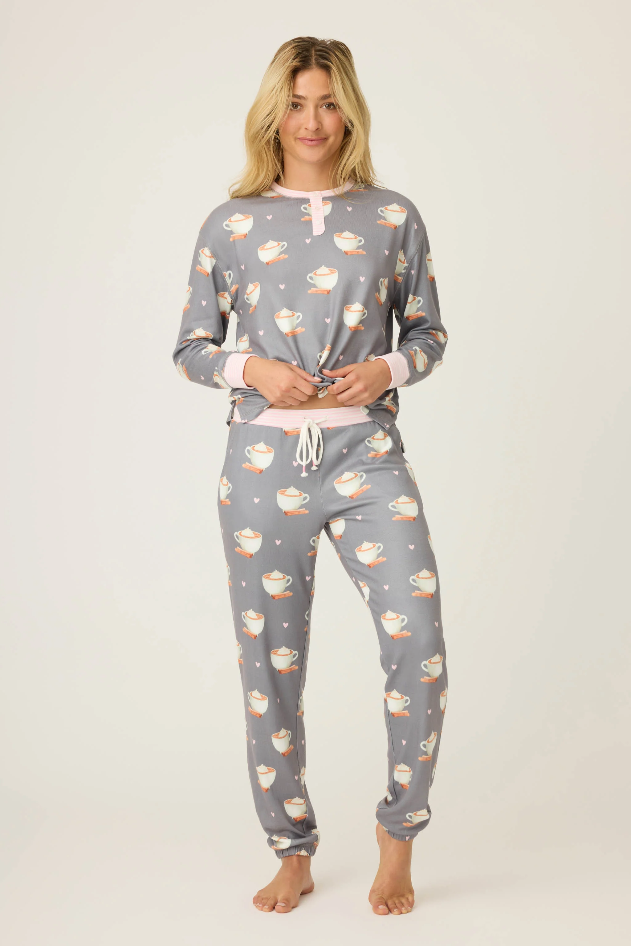 Love You A Latte Coffee Print Banded Pant - Image 4