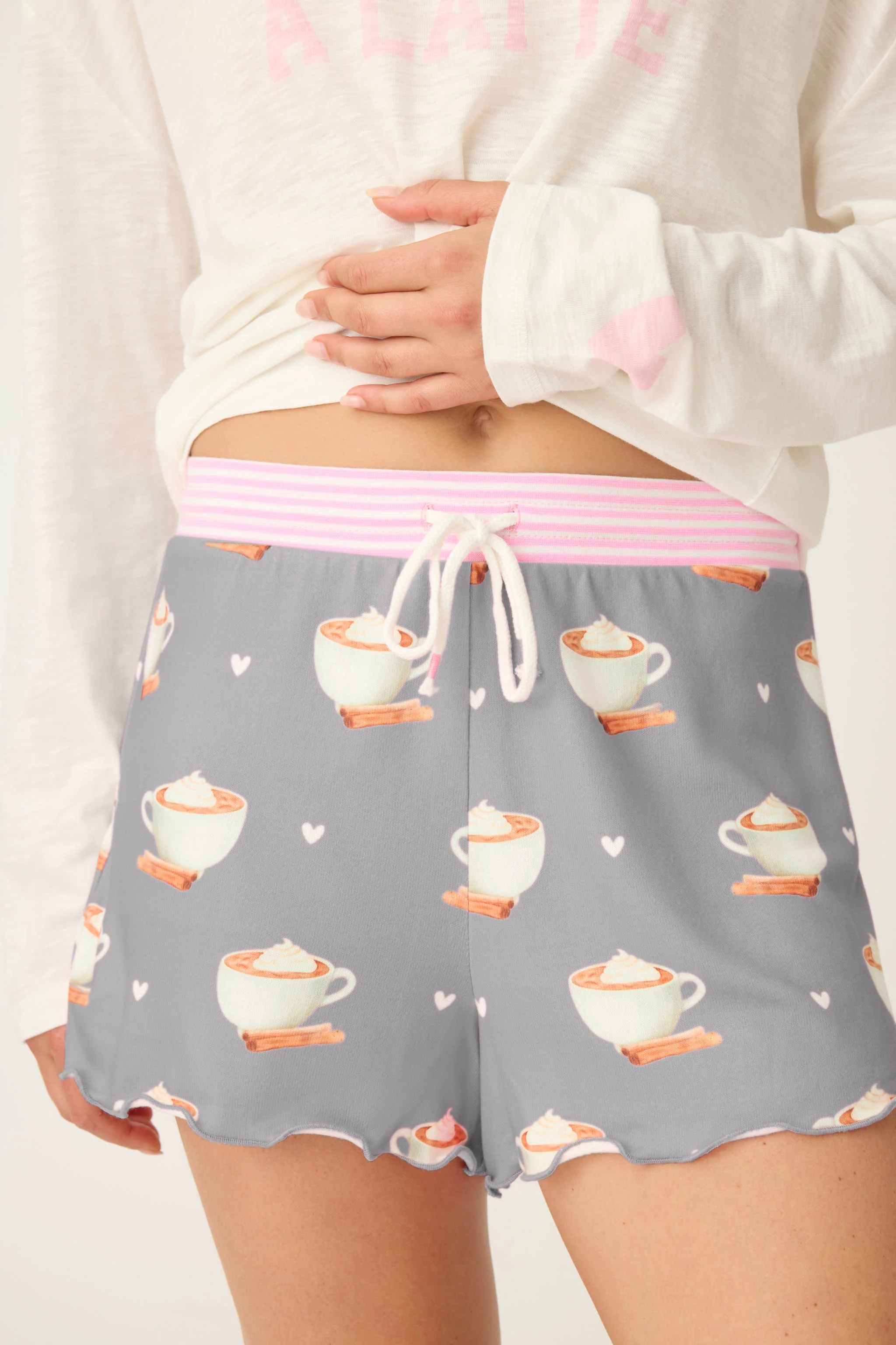 Love You A Latte Coffee Print Shorts - Image 2