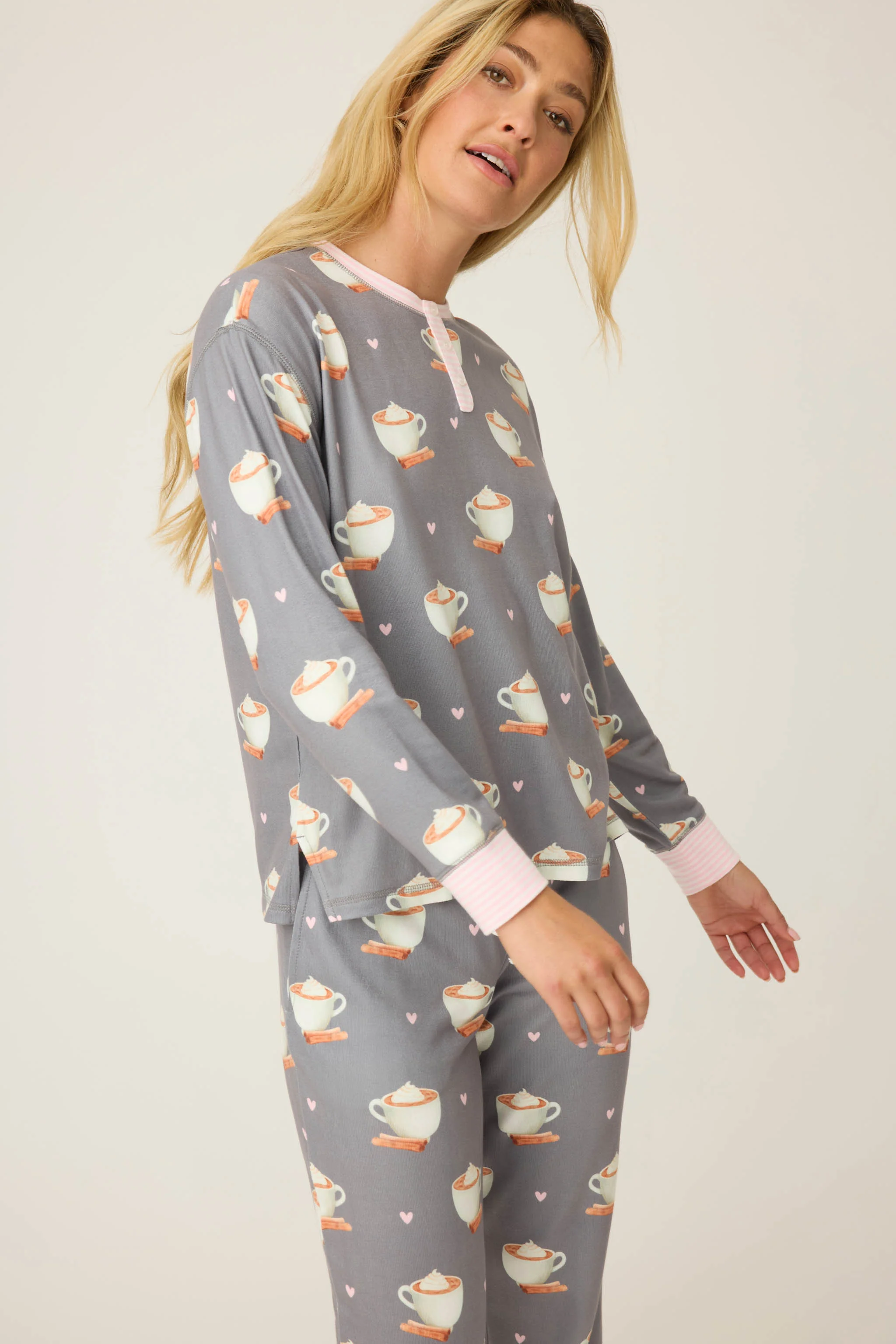 Love You A Latte Coffee Print PJ Set - Image 3