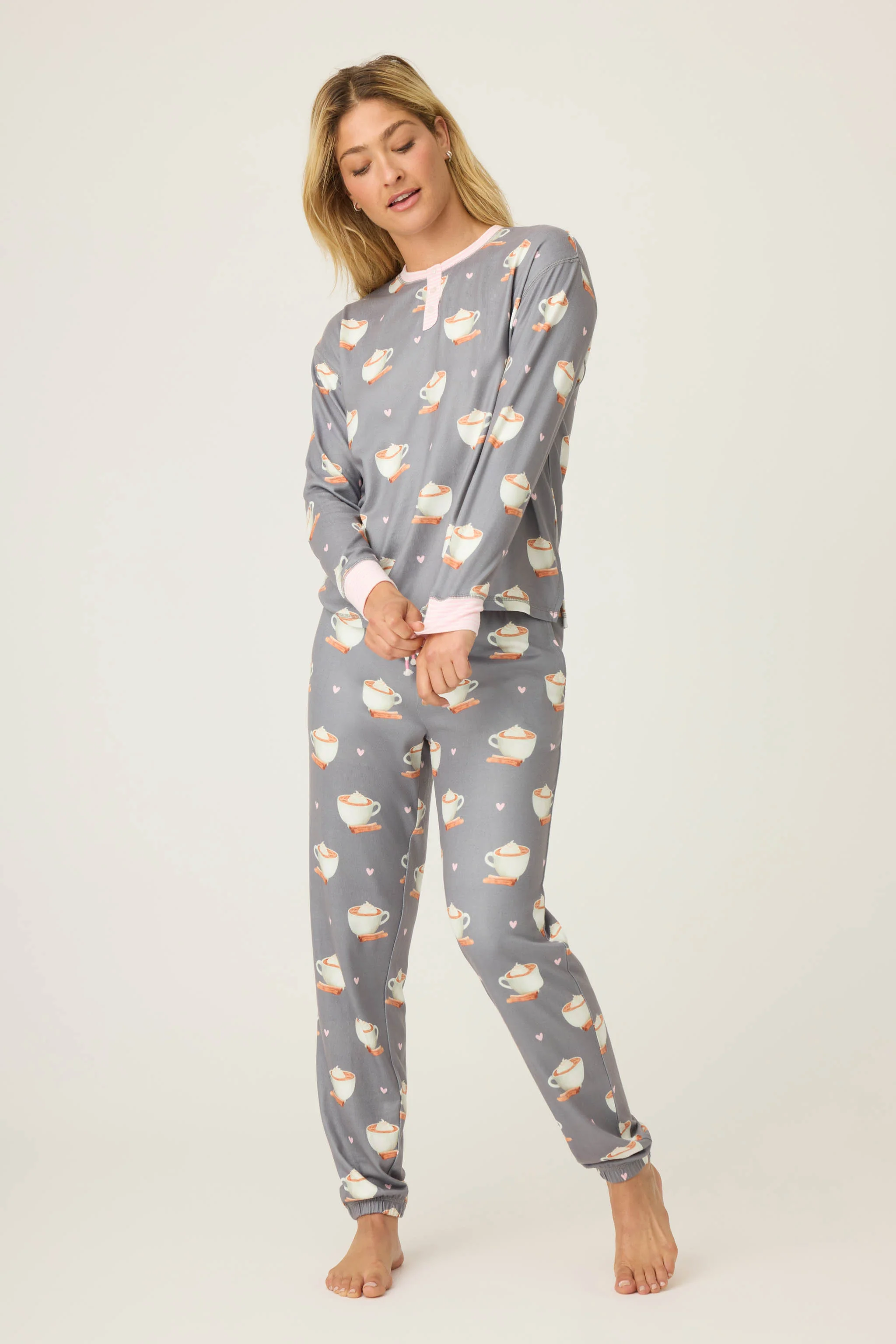 Love You A Latte Coffee Print PJ Set - Image 4