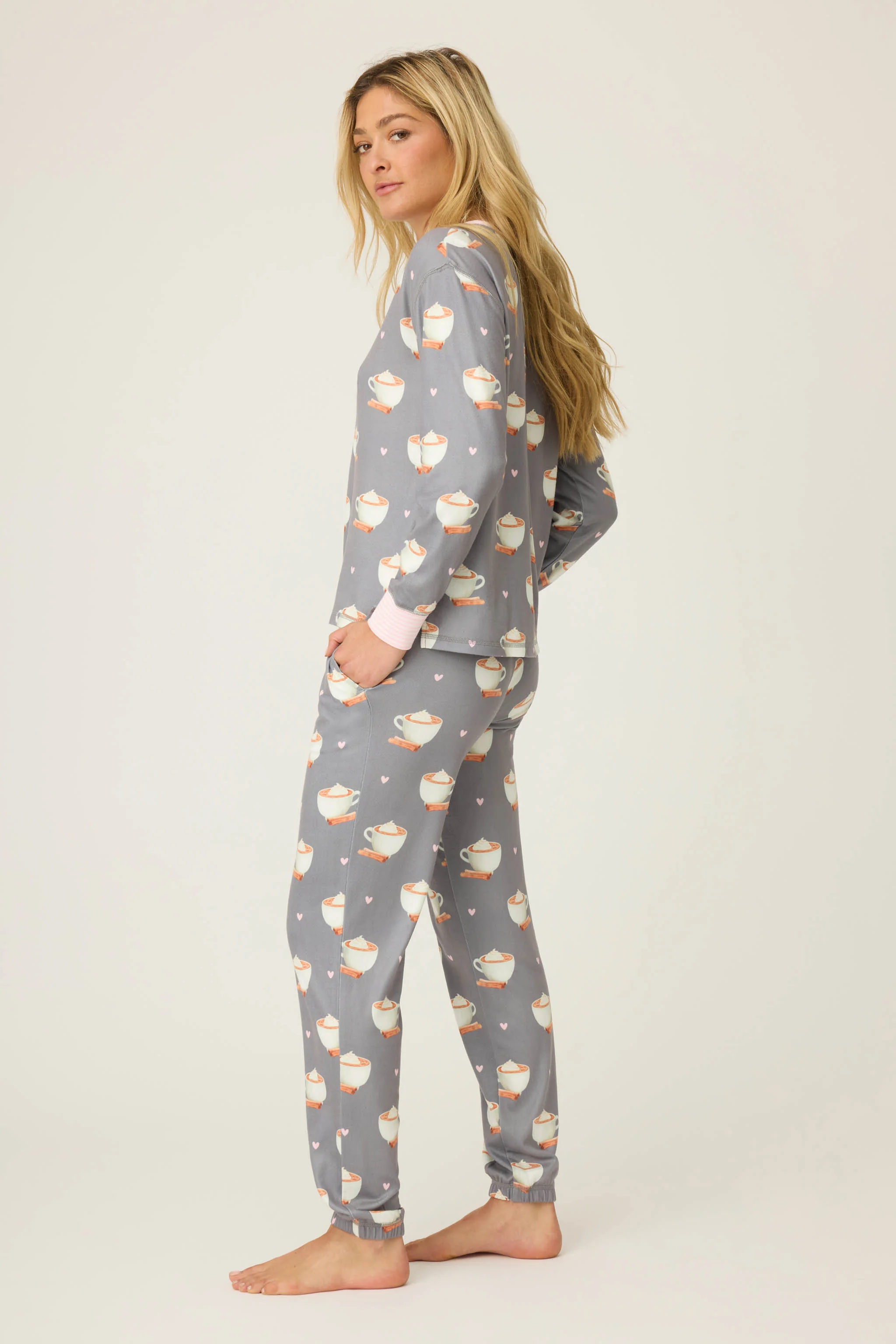 Love You A Latte Coffee Print PJ Set - Image 5