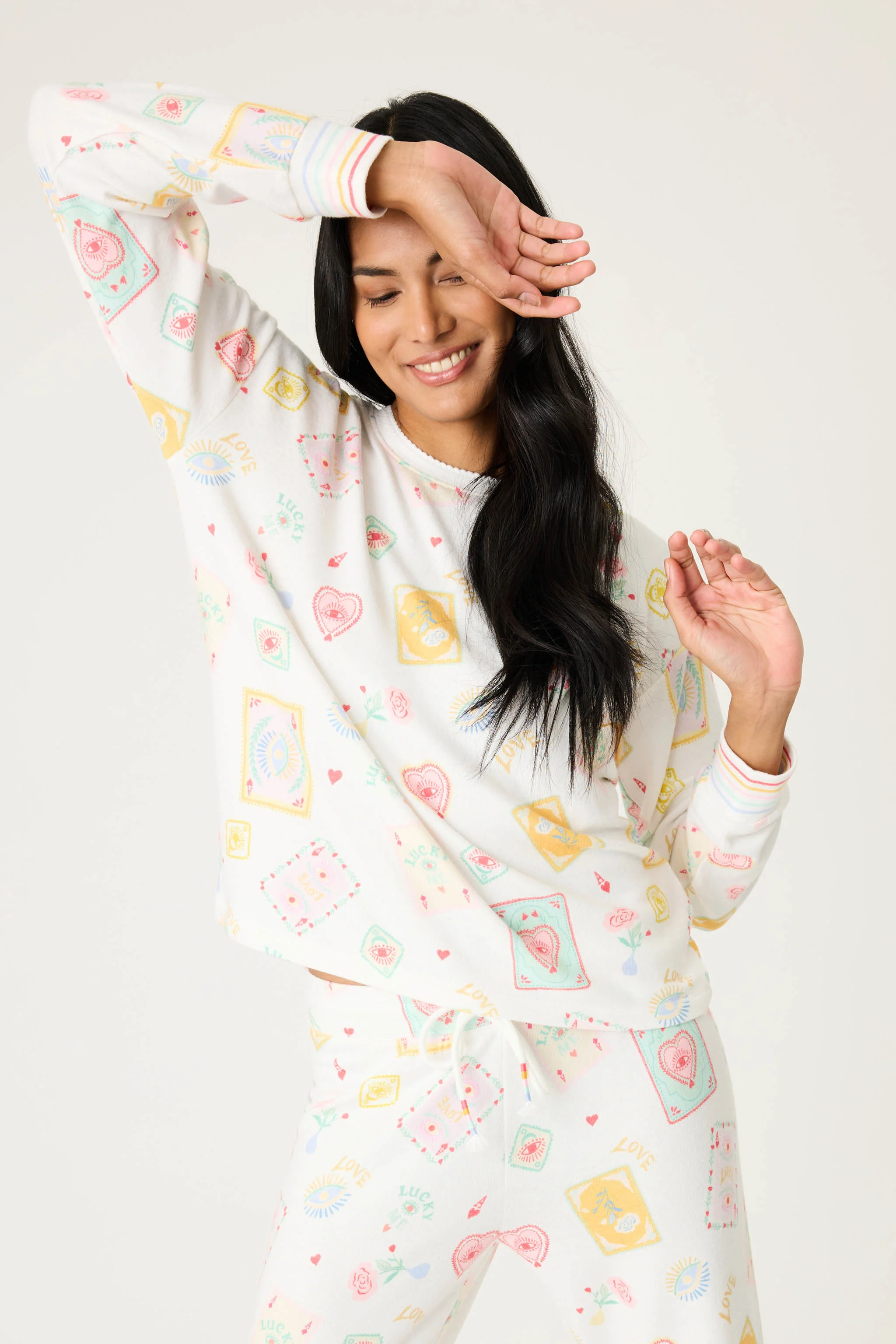 Lucky Me Tarot Card Print Long Sleeve Top