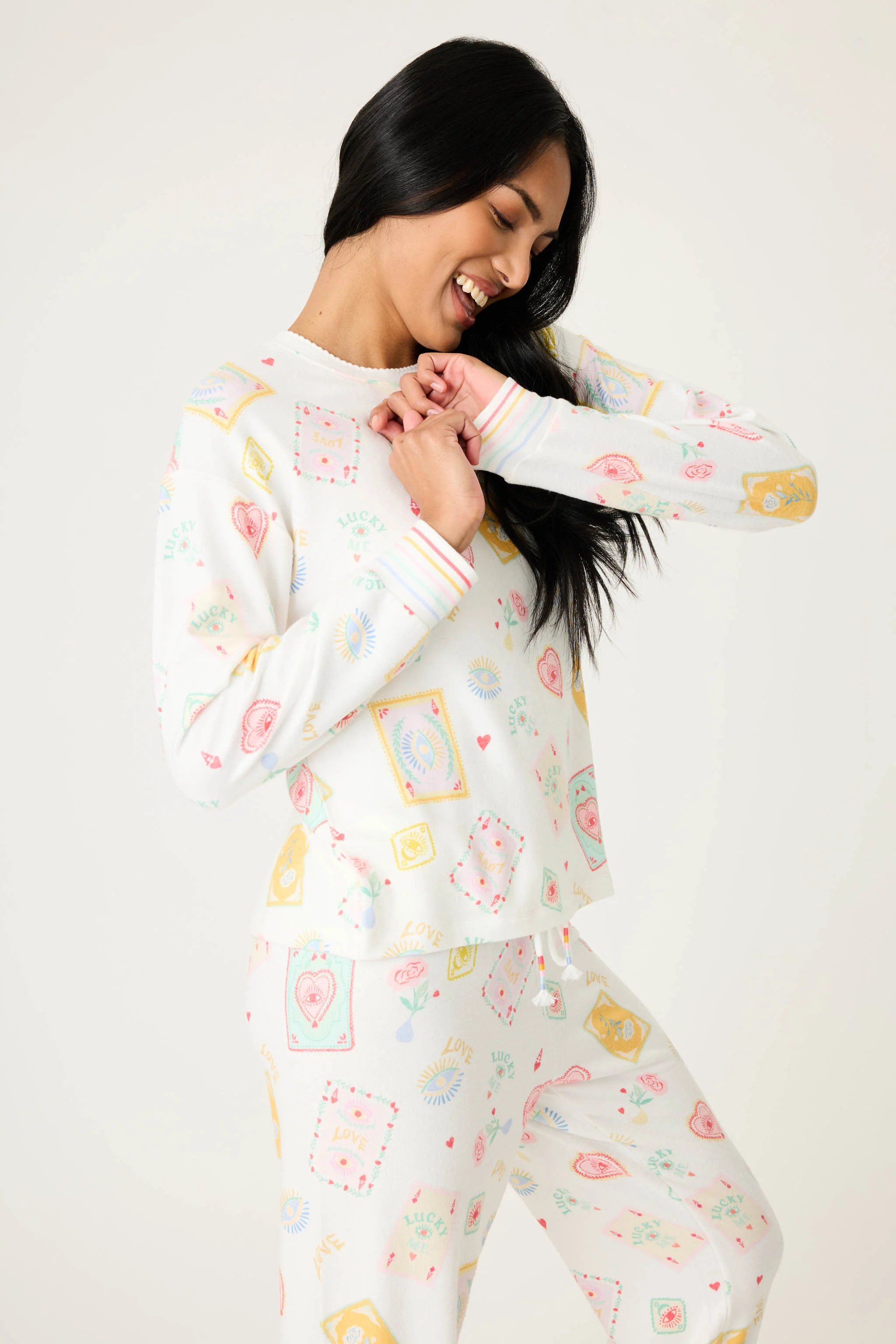 Lucky Me Tarot Card Print Long Sleeve Top - Image 4