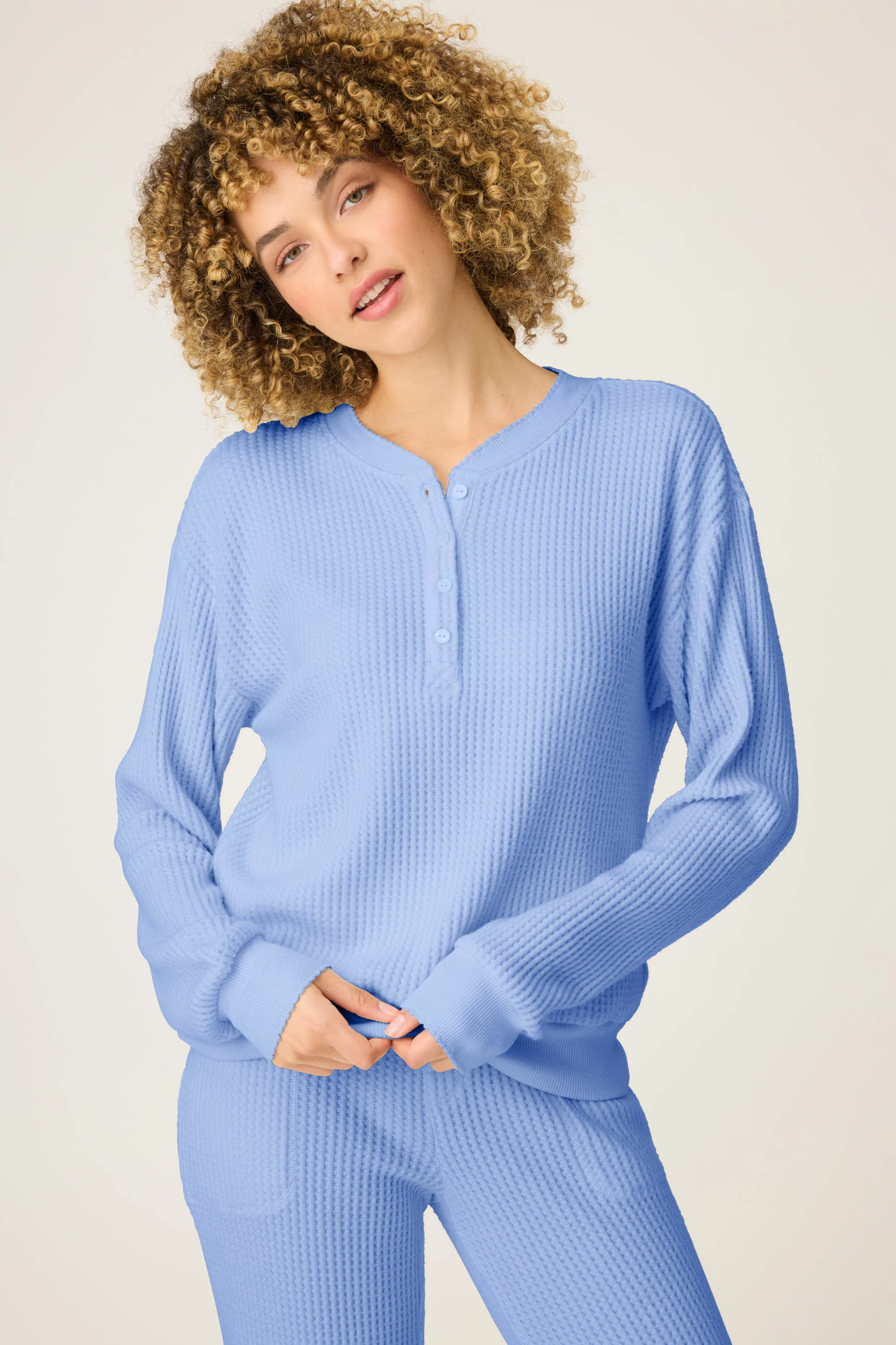 Morning Waffles Peri Long Sleeve Top