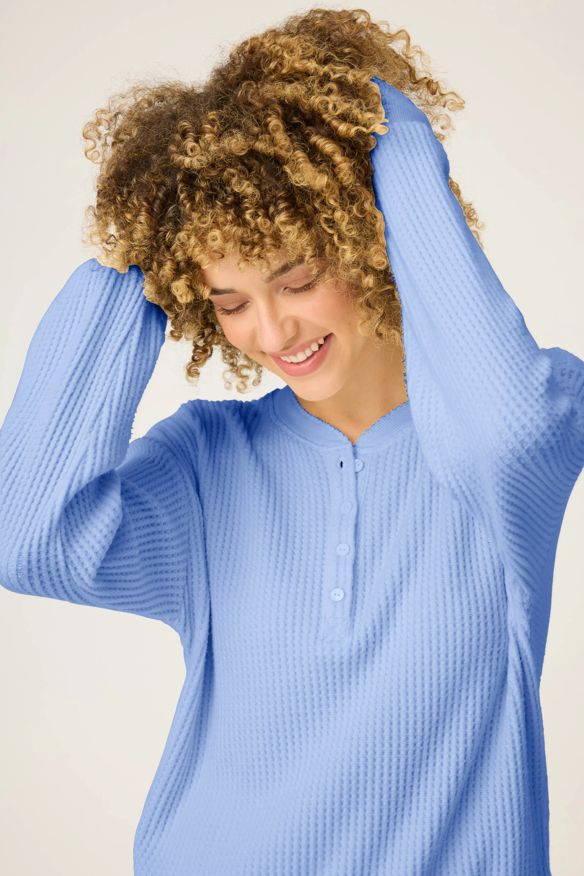 Morning Waffles Peri Long Sleeve Top - Image 3