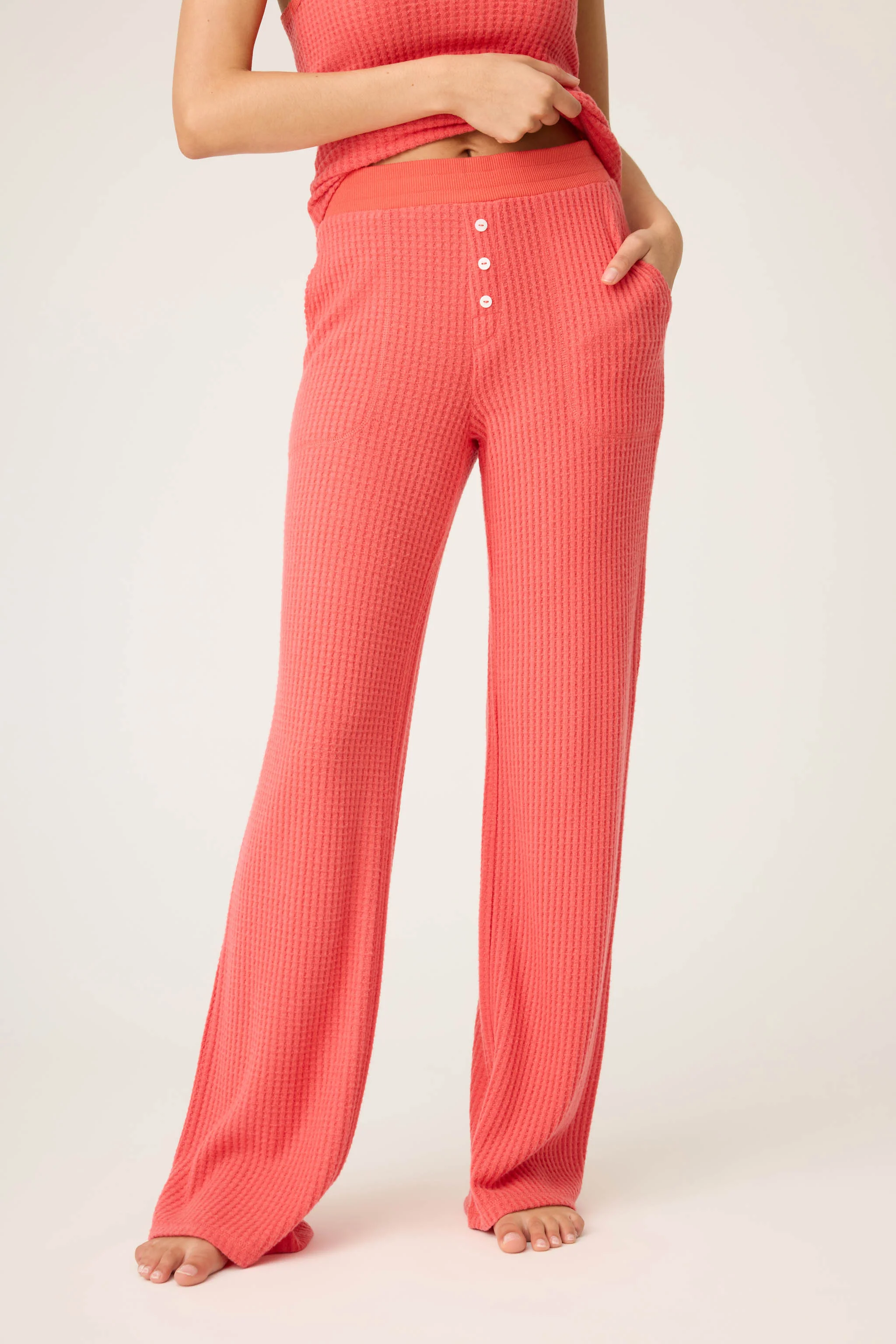Morning Waffles Scarlet Open Leg Pant