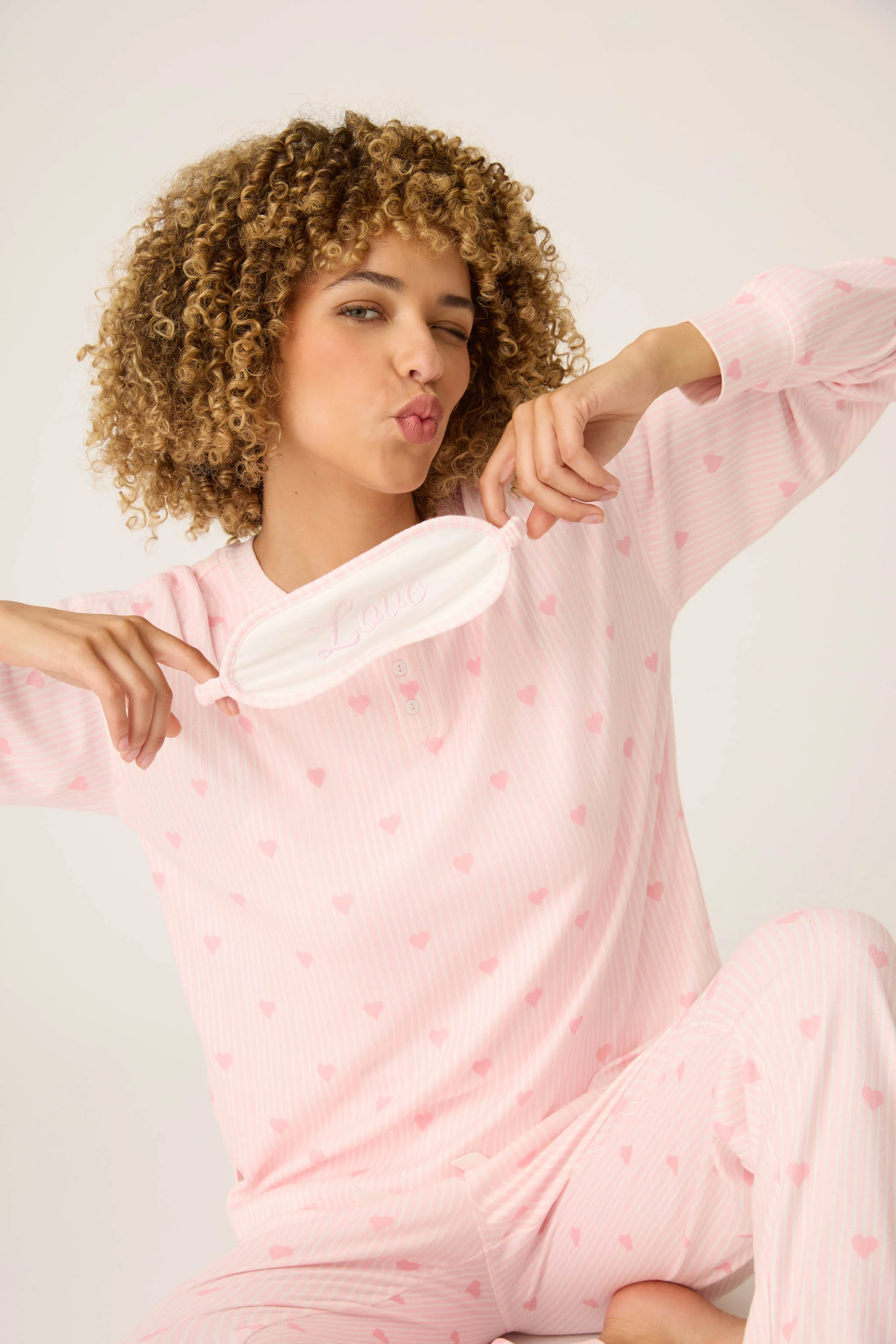 Pointelle Essentials Ditsy Heart 4-Piece Loungewear Set - Image 3