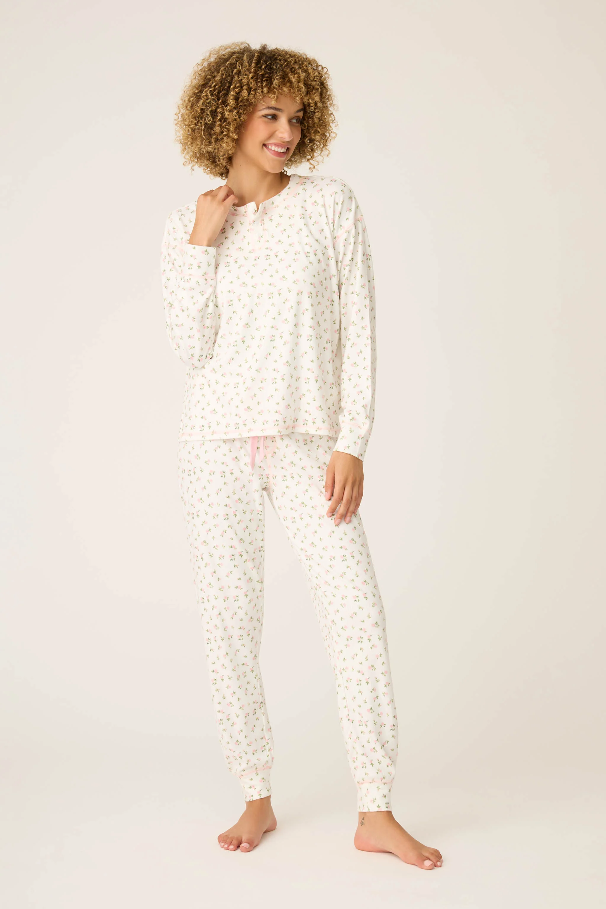 Pointelle Essentials Ditsy Floral 4-Piece Loungewear Set - Image 4
