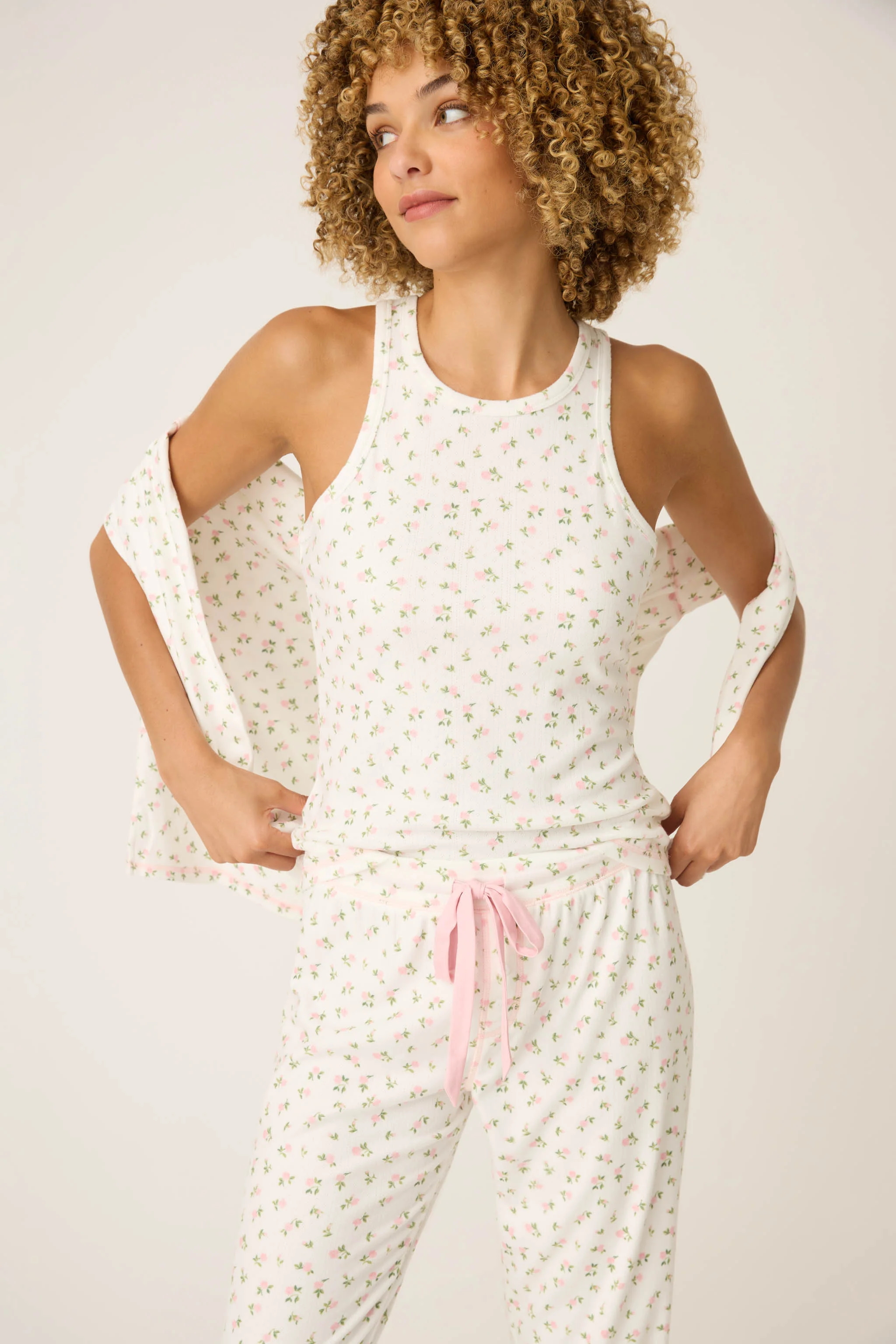 Pointelle Essentials Ditsy Floral 4-Piece Loungewear Set - Image 8