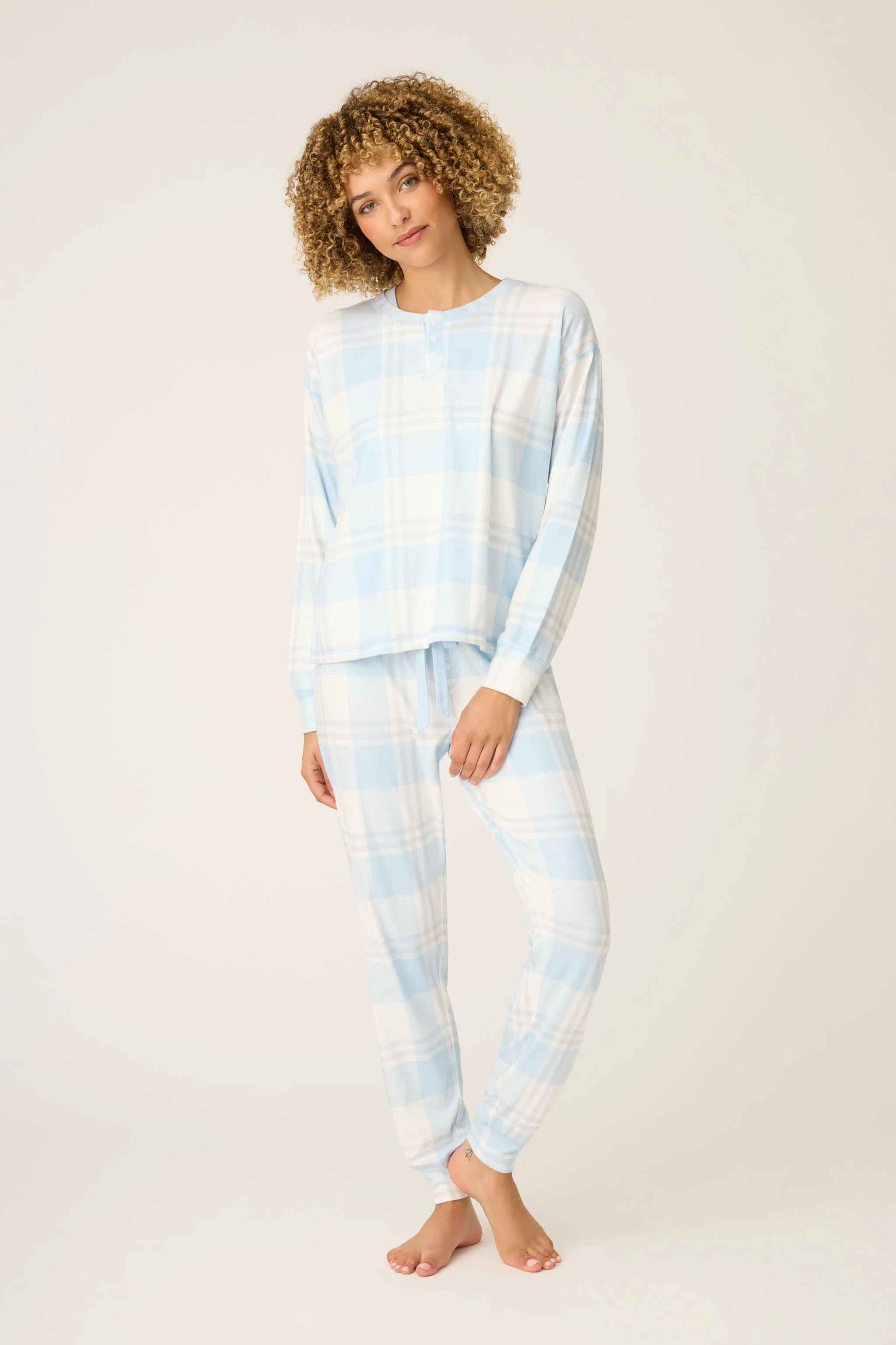 Pointelle Essentials Plaid 4-Piece Loungewear Set - Image 5